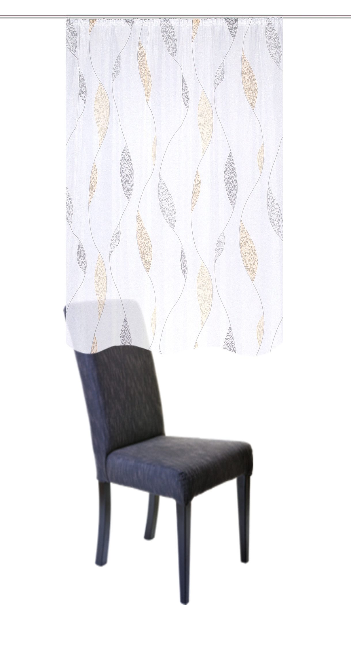 HOME WOHNIDEEN Vorhang 41462 PAOLO Fertigvorhang aus Voile, bedruckt, Kräuselband (1 St), transparent, 100% Polyester