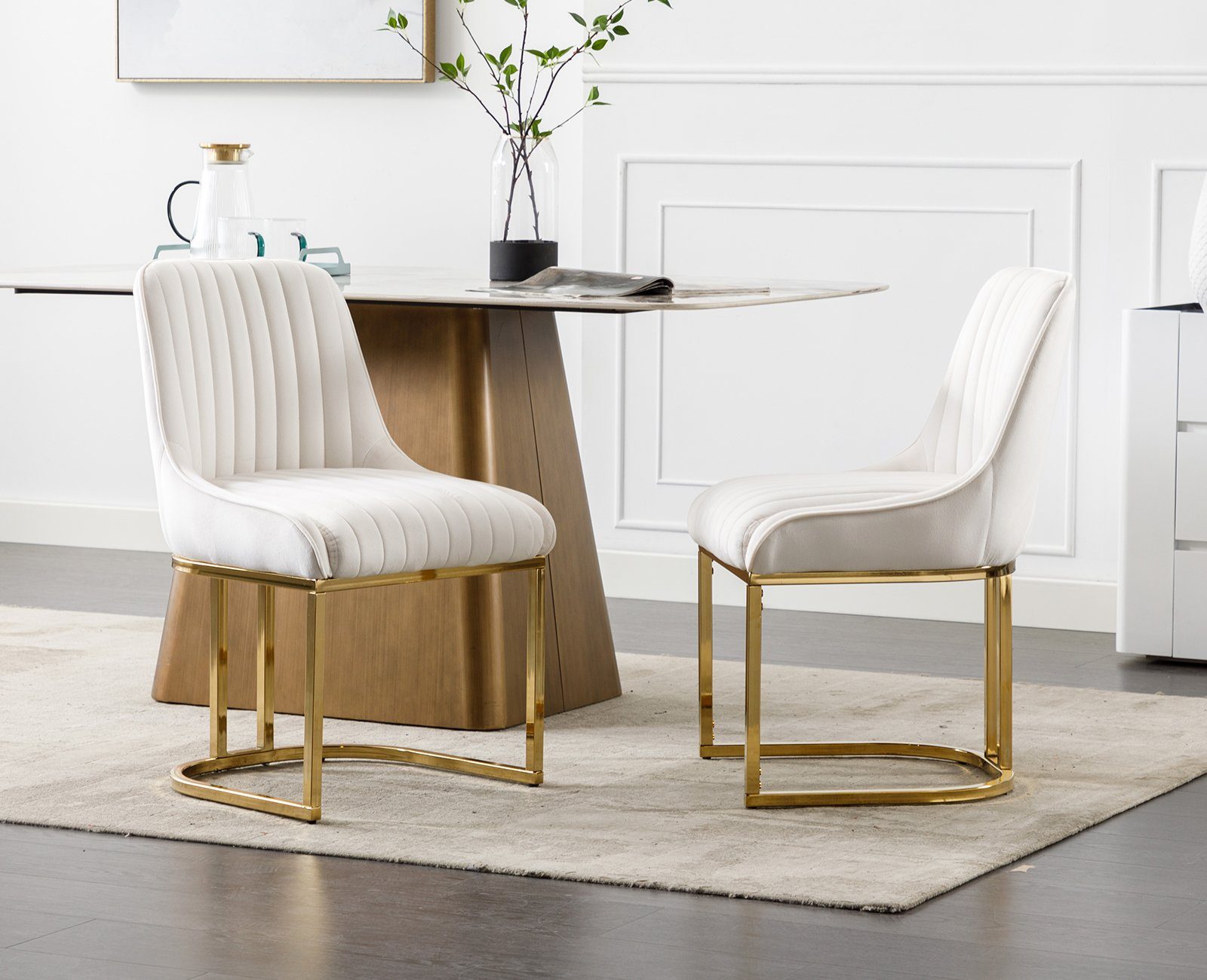 WAHSON OFFICE CHAIRS Esszimmerstuhl 2er Set Küchenstuhl mit goldene Stuhlbeine