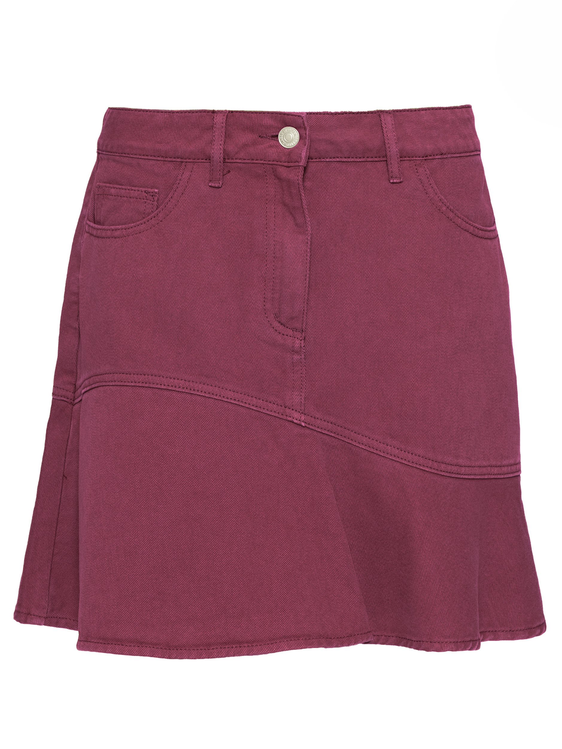 SASSYCLASSY Minirock Jeans Rock mit Volant für Damen Low Waist Denim Rock mit dekorativer Naht Schwarz Khaki Burgundy