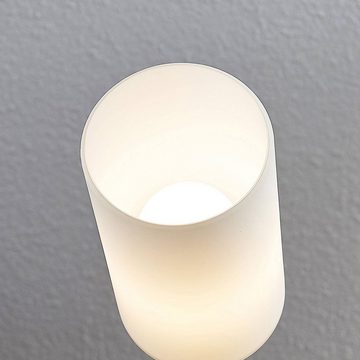Lindby Stehlampe Nicus, Leuchtmittel nicht inklusive, Modern, Eichenholz, Glas, Stahl, eiche hell, opalweiß, 1 flammig, E27