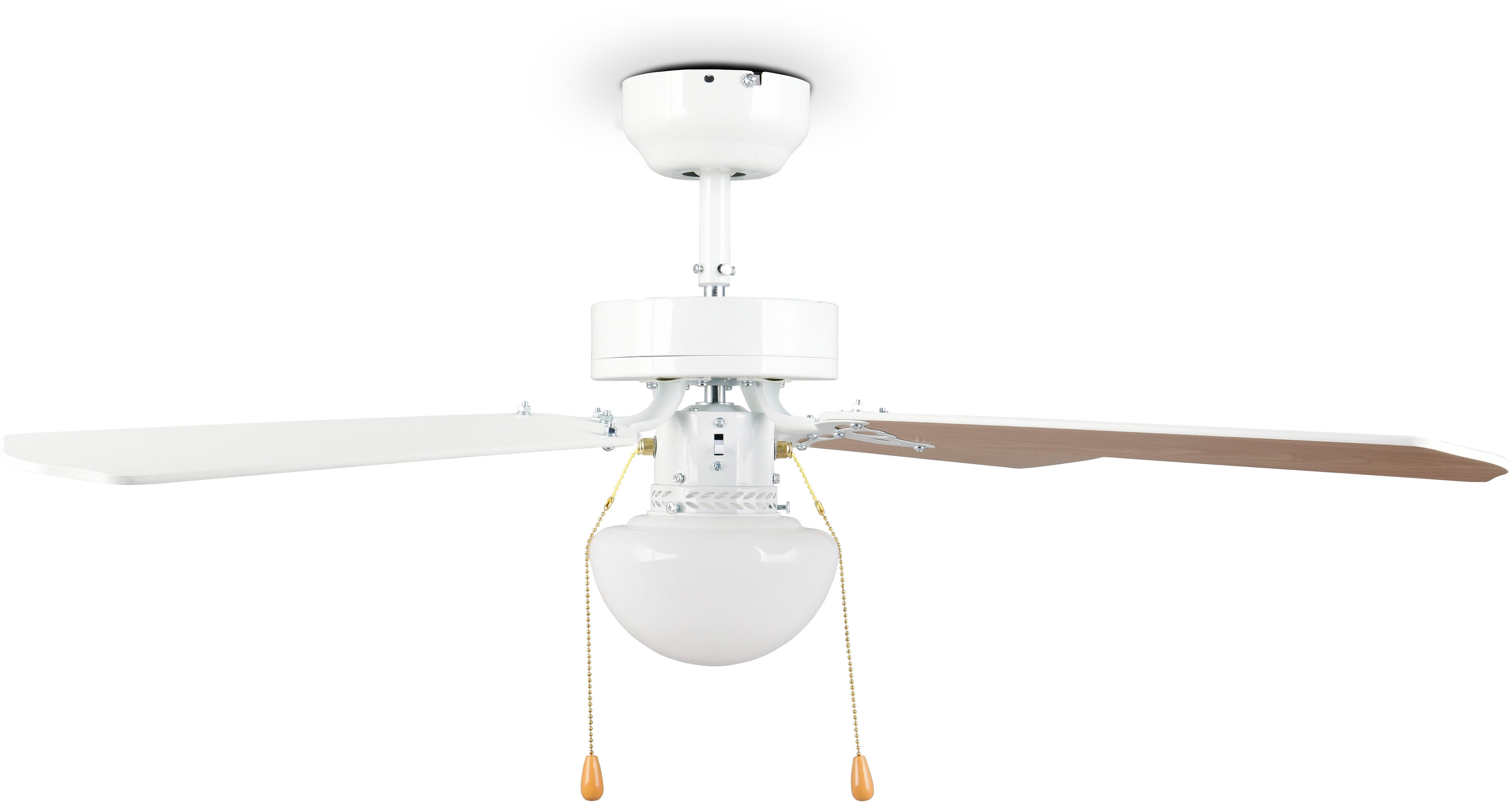 Reality Leuchten Deckenleuchte HAMMERFEST mit Ventilator, Deckenventilator mit Zugschalter, 3 Stufen, Ein-/Ausschalter, Ventilatorfunktion, getrennt schaltbar, Leuchtmittel wechselbar, warmweiß - kaltweiß, exkl 1x E27 Leuchtmittel, Ø 106cm Höhe 40cm, Vor- & Rücklauf Funktion