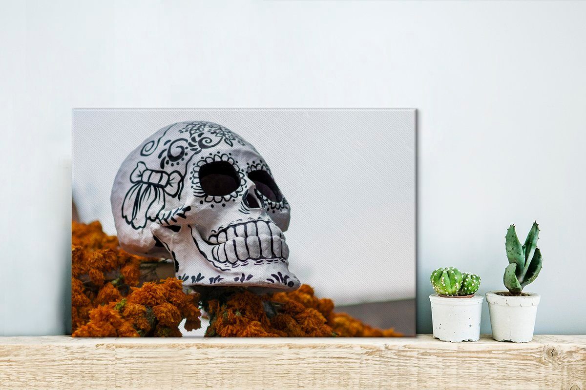 OneMillionCanvasses® Leinwandbild Schädel Todestag Leinwandbilder, Mexiko, Wandbild 30x20 Aufhängefertig, (1 St), cm Wanddeko