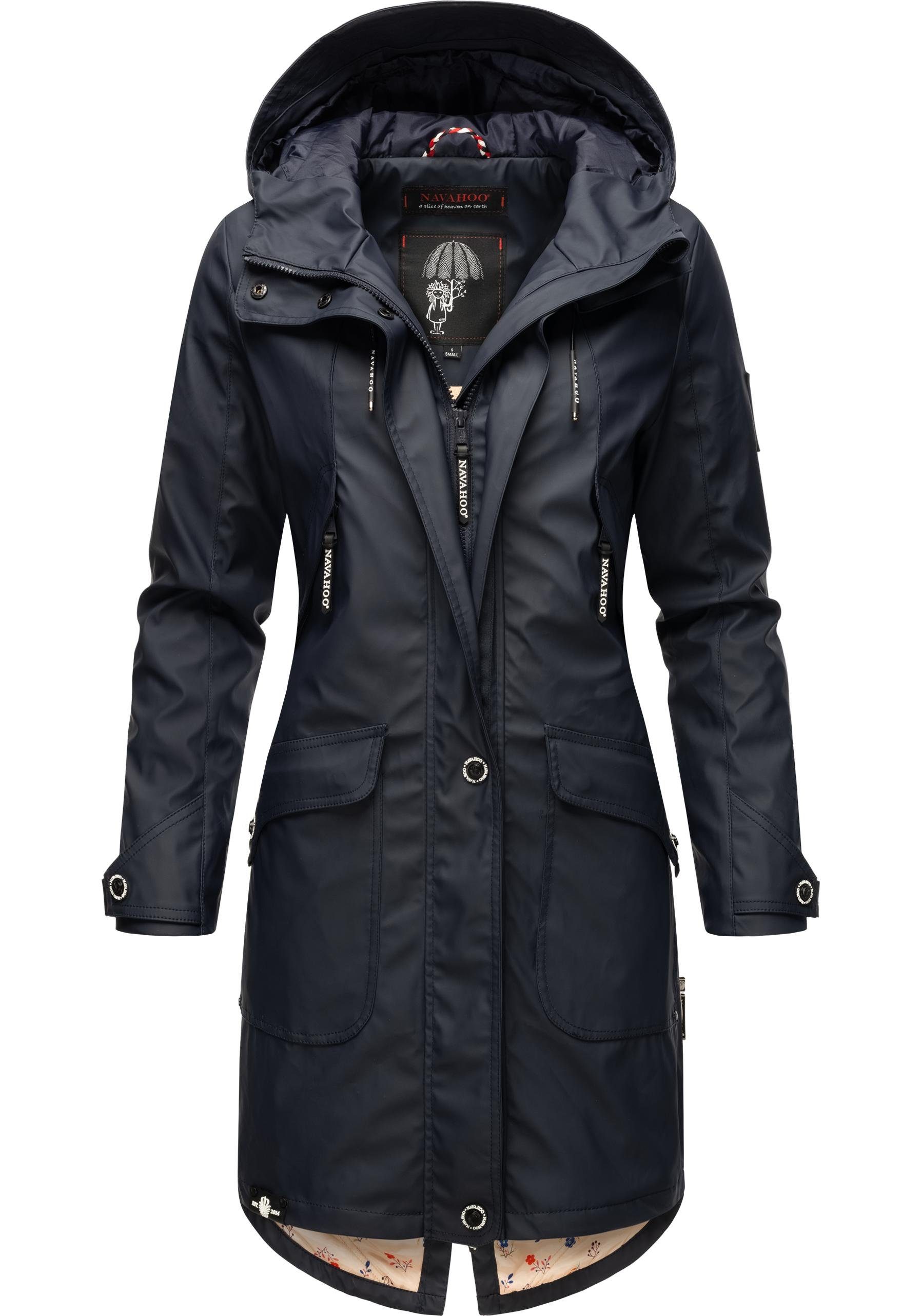 Navahoo Outdoorjacke moderner mit navy Schötchen Regenmantel Kapuze