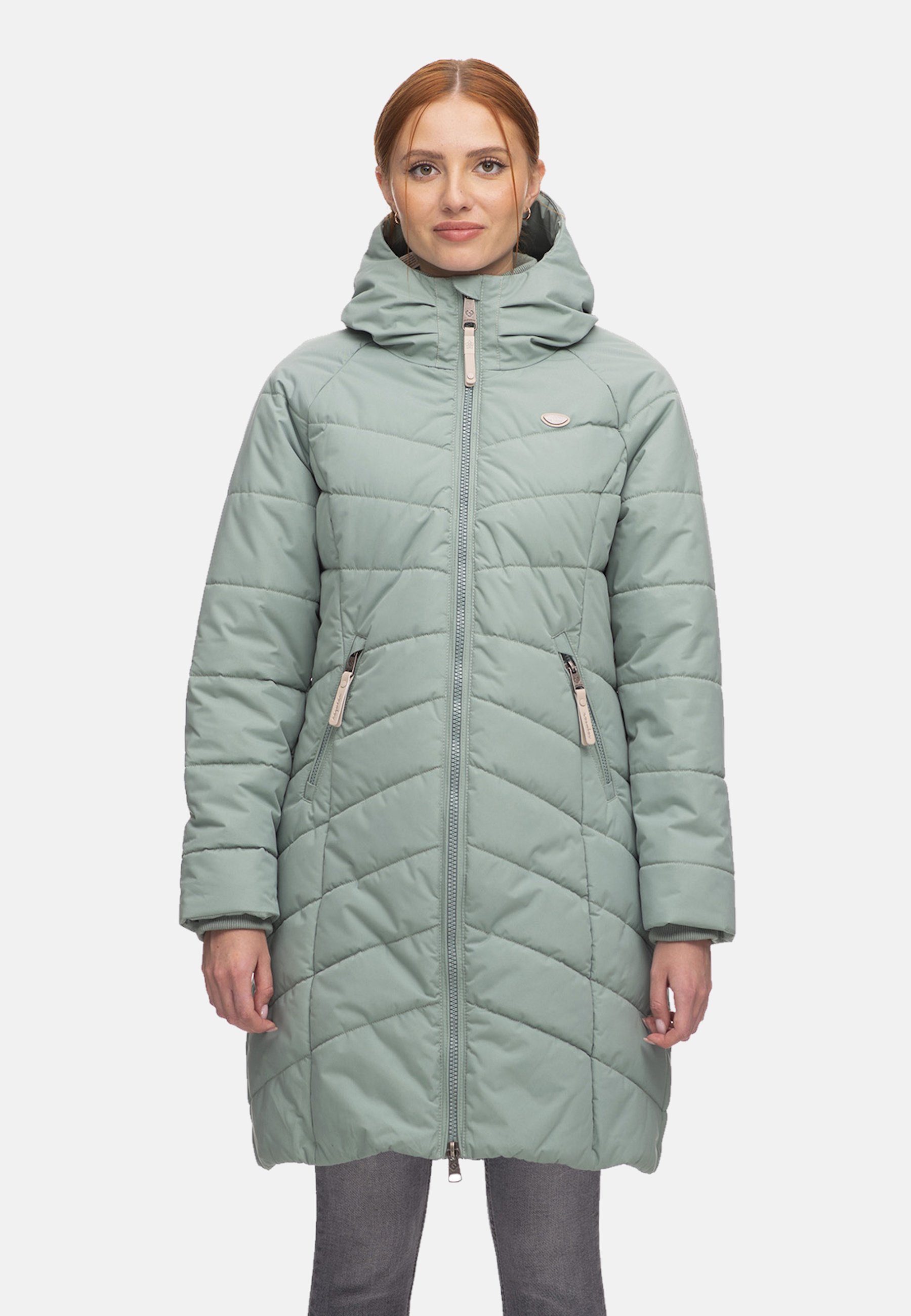 DIZZIE Jacke Kapuze, (1-St) GREEN DUSTY Steppjacke Ragwear Winterjacke mit COAT