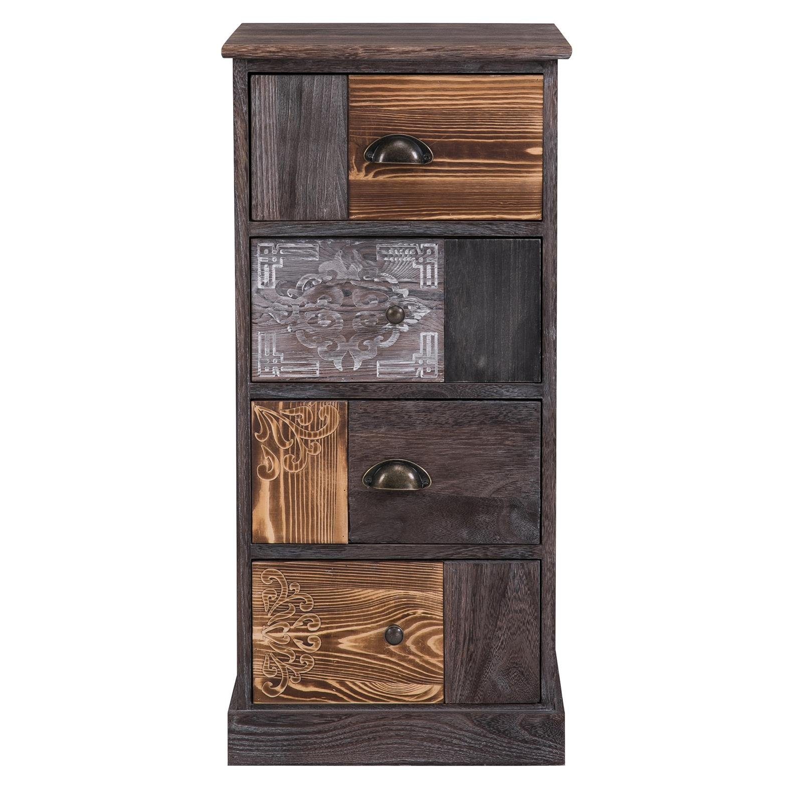 CARO-Möbel Kommode MARA, Schubladenschrank Standregal Kommode mit 4 Schubladen Vintage Landhaus