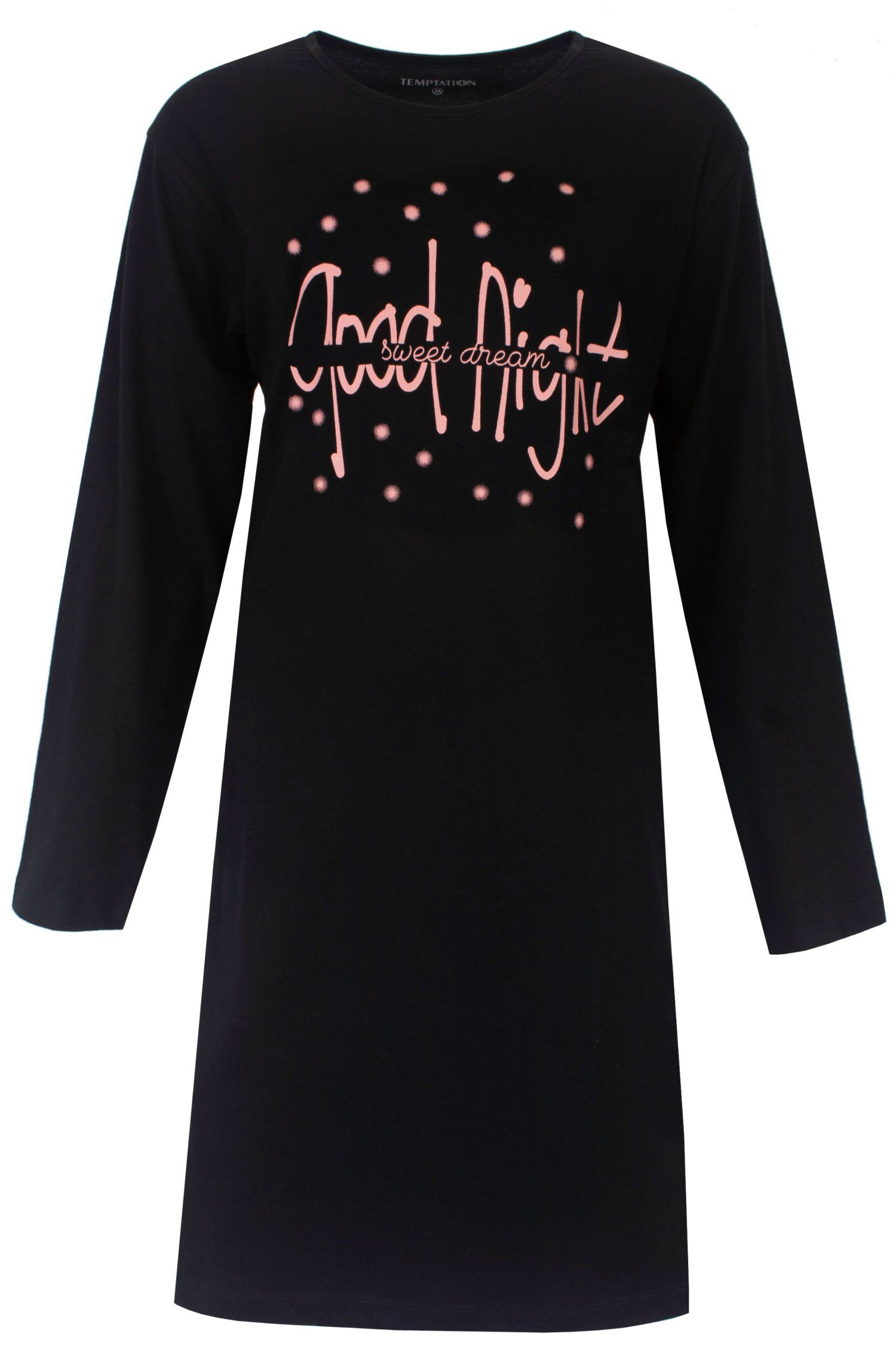 TEMPTATION Nachthemd Damen Schlafshirt mit langem Arm (1-tlg) Baumwolle günstig online kaufen
