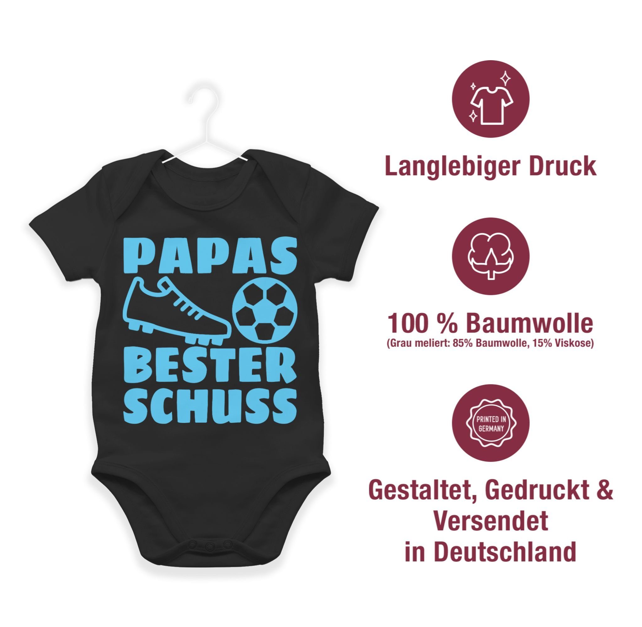Shirtracer Baby Vatertag - Shirtbody bester 2 Papas hellblau mit Treffer Schwarz Fussball Geschenk
