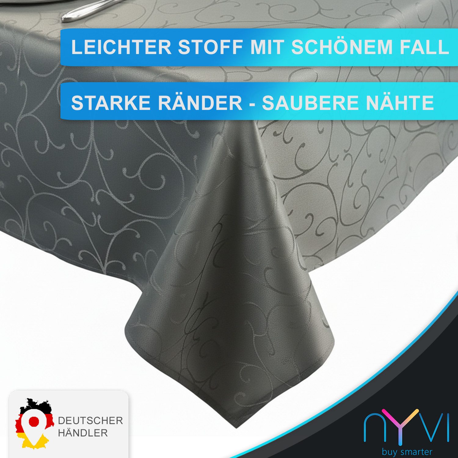 NYVI Tischdecke Tischdecke 150x250 cm elegante Tafeldecke mit edlen Ornamen günstig online kaufen