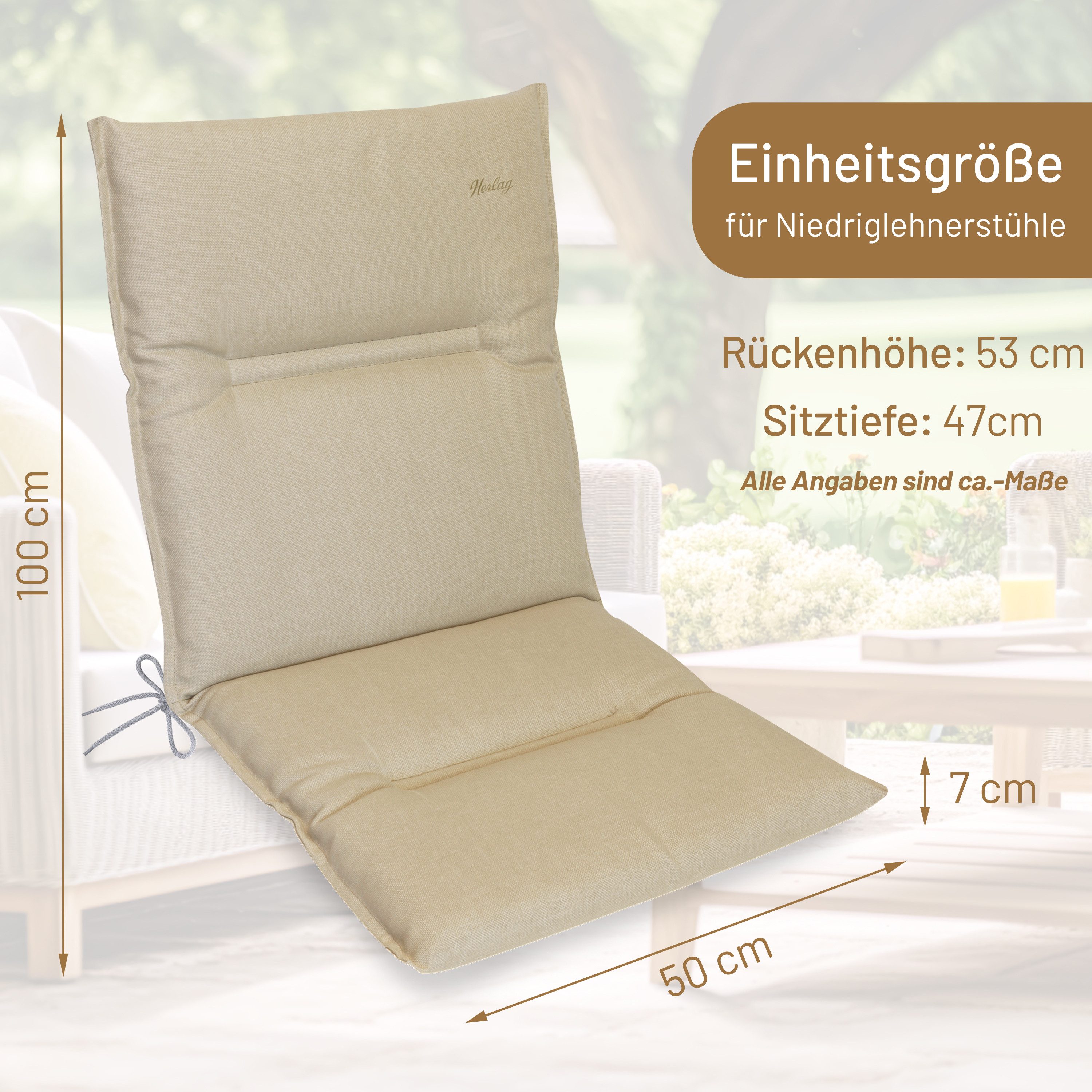 Herlag Polsterauflage Greta, Green-Line Polsterauflage 100x50x7cm, Ressourcenschonende Materialien