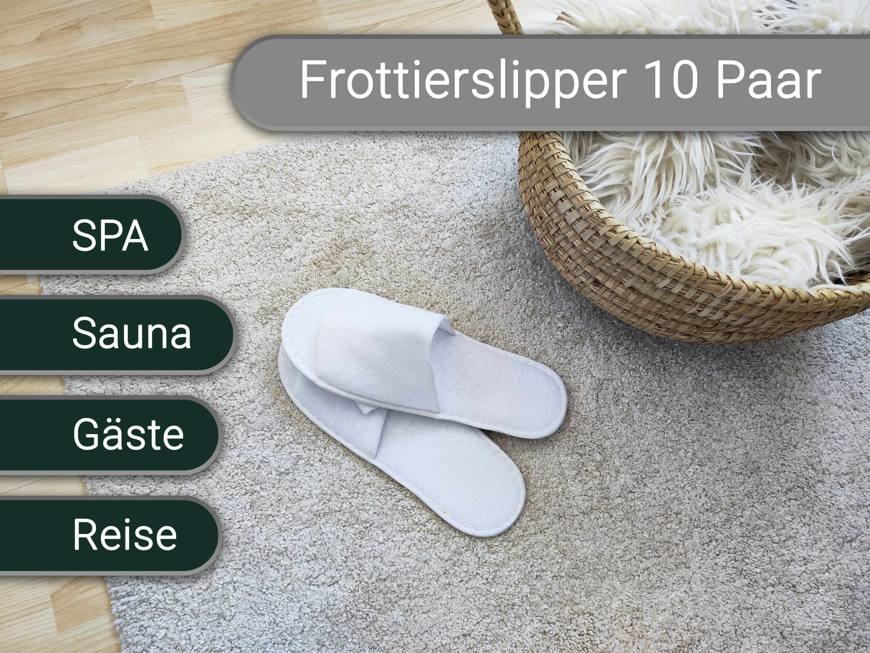 ZOLLNER Pantoffel (10-tlg) 100% Polyester, vom Hotelwäschespezialisten