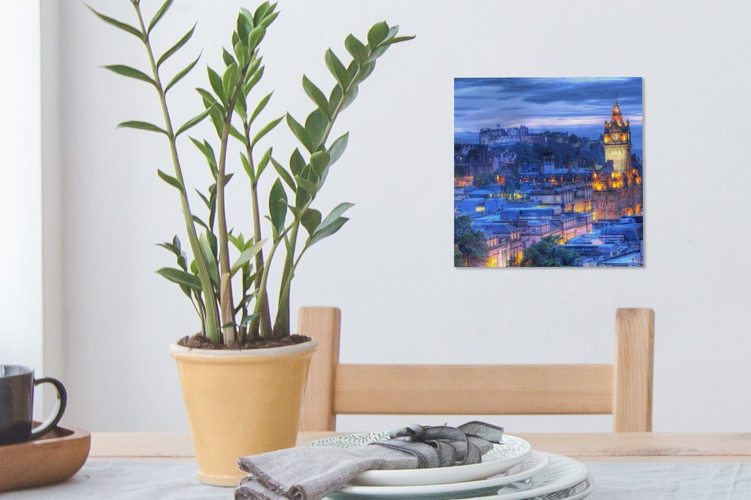 - - OneMillionCanvasses® (1 Leinwandbild Wohnzimmer Nacht Leinwand Schloss Edinburgh, - Licht St), Schlafzimmer Bilder für