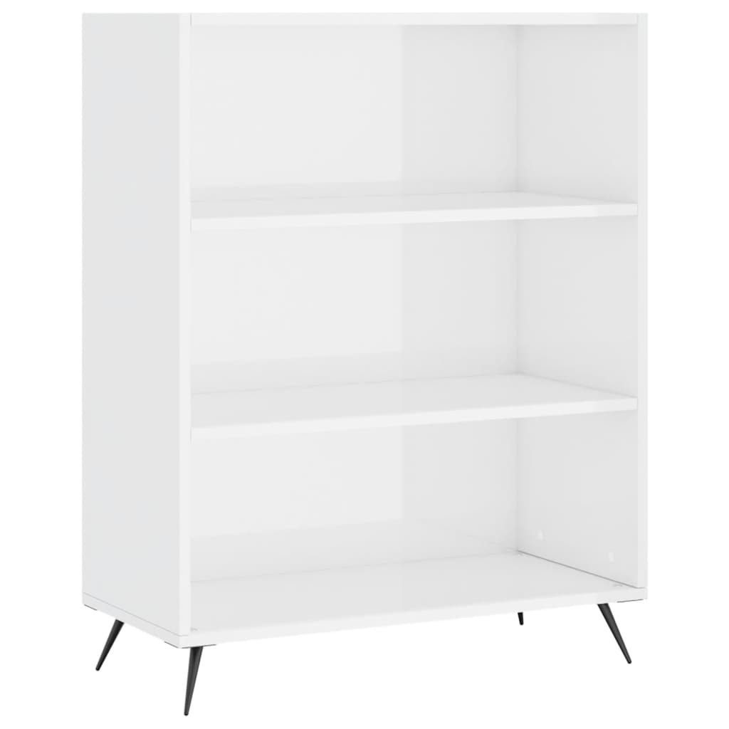 vidaXL Bücherregal Bücherregal Hochglanz-Weiß 69,5x32,5x90 cm Holzwerkstoff, 1-tlg.