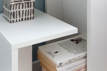 Wohnling Beistelltisch WL5.696 (35x29,5x60 cm Holz Weiß, Design Anstelltisch Sofa), Kleiner Wohnzimmertisch, Sofatisch Modern