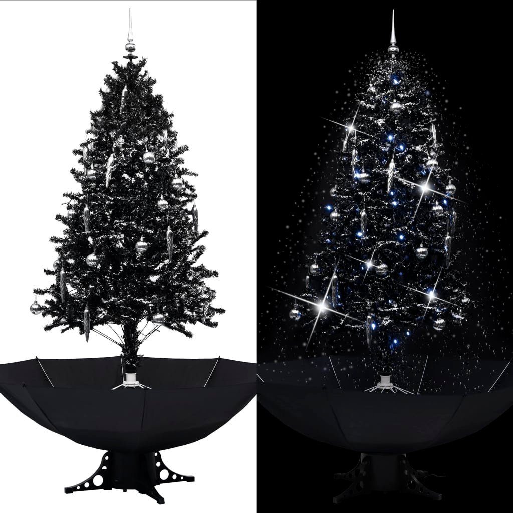 furnicato Künstlicher Weihnachtsbaum Schneiender Weihnachtsbaum mit Schirmfuß Schwarz 190 cm PVC