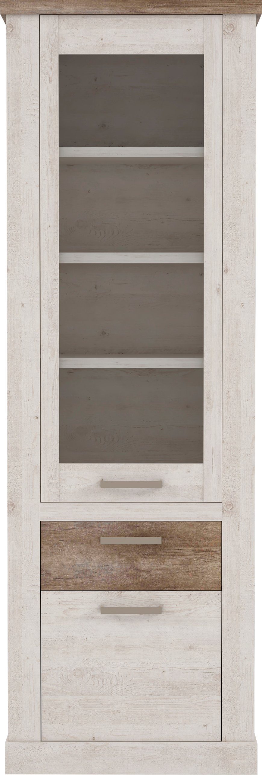 FORTE Vitrine Duro Höhe 212 cm, Glasvitrine mit Schublade, im Landhausstil