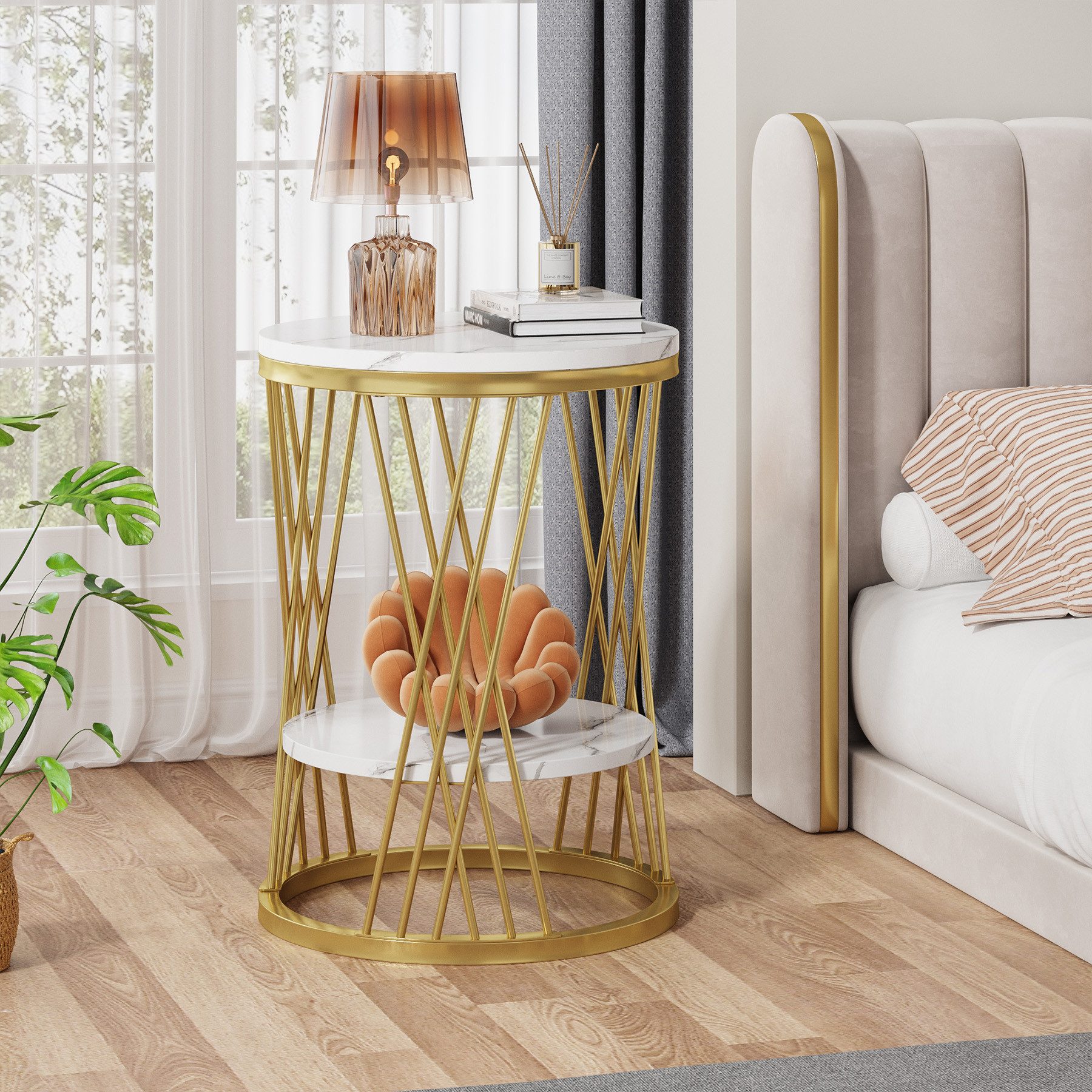 Tribesigns Beistelltisch Runder Beistelltisch, Ø45 cm x 60 cm Couchtisch mi günstig online kaufen