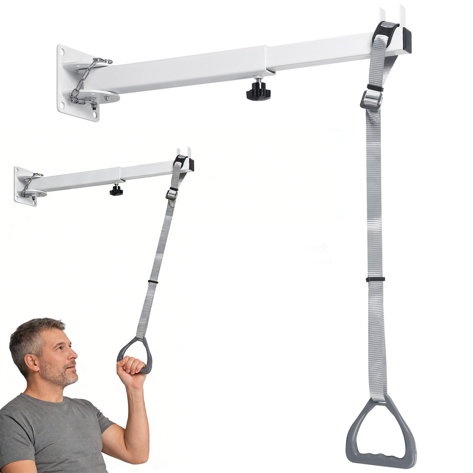 JOYOLEDER Bett - Aufstehhilfe Bettgalgen,Aufrichthilfe für Bett Bettaufrichter Wandmontage Mobiler, Bettgalgen Stehhilfe, Verstellbare Griffhöhe Bettaufrichter bis 90 kg