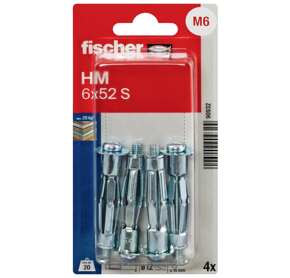 Thumbnail - Fischer Dübel-Set Fischer 090932 HM 6 x 52 S K NV Hohlraumdübel 52 mm 12 mm 1 Set