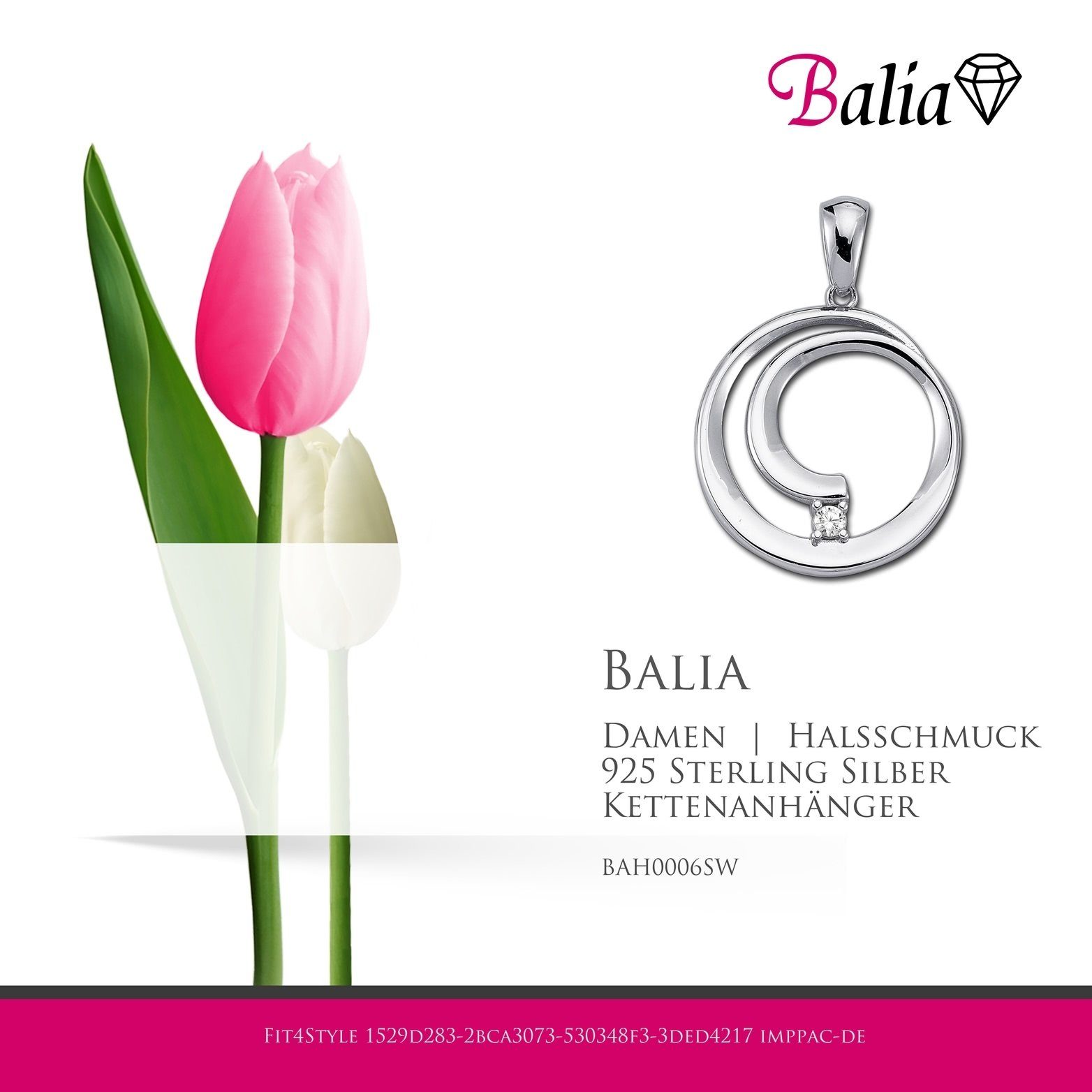 Balia Kettenanhänger Sterling Balia Kettenanhänger ca. 3cm, 925 Kettenanhänger für Damen (Spirale) Silber 925