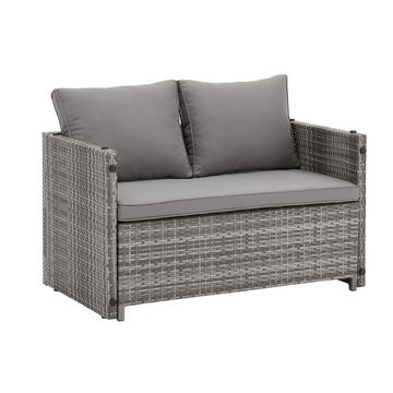 Juskys Gartenlounge-Set Jamaika, 2in1 Polyrattan Set, wetterbeständig