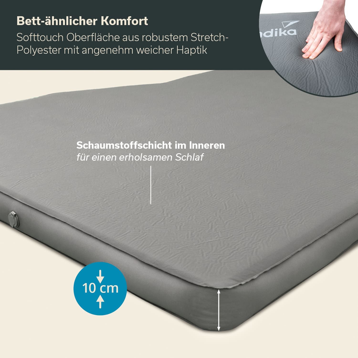 Skandika Luftmatratze Easy 3D Premium Car, Isomatte, Auto Matratze 10 cm dick, faltbar, selbstaufblasend, leicht, selbstfüllender Schaumstoff, Gästematratze