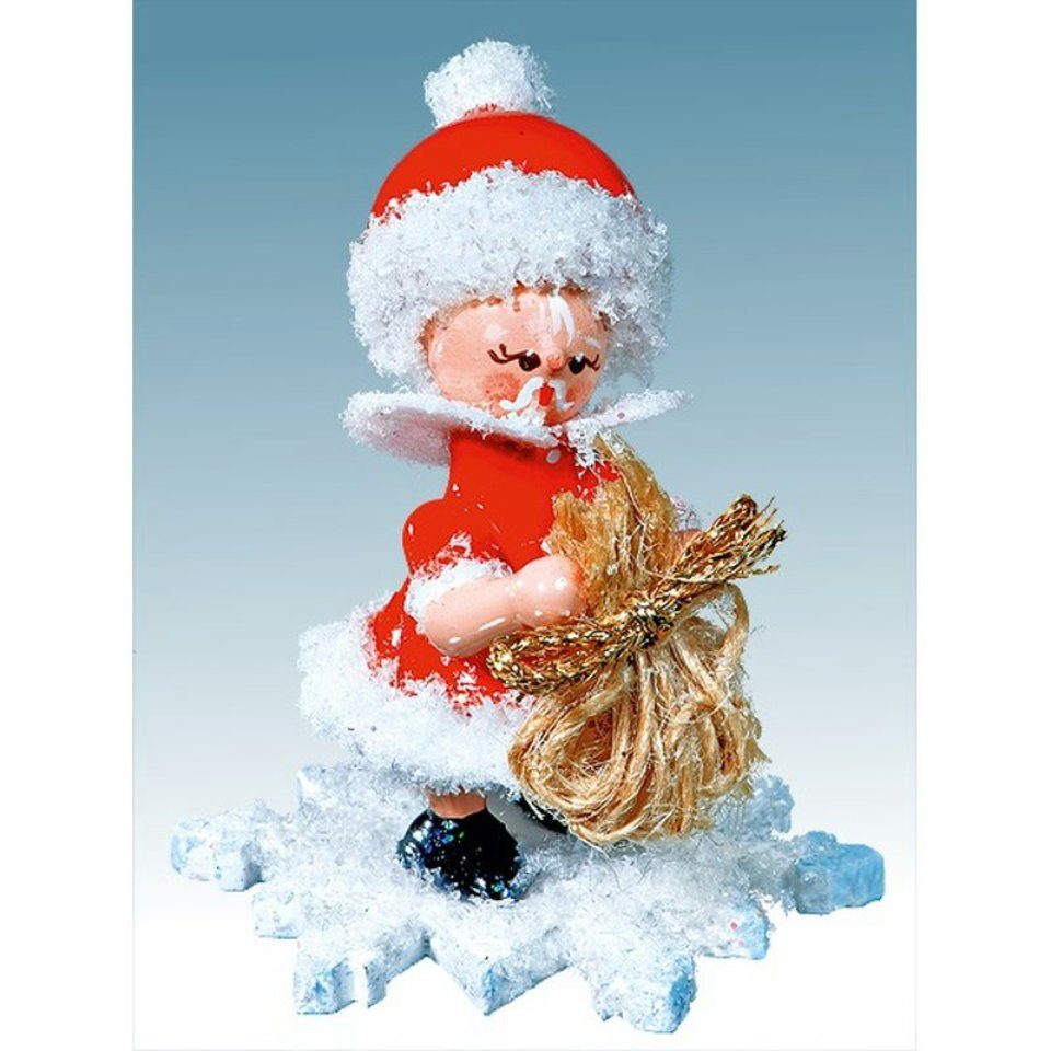 Kuhnert Dekofigur Schneeflöckchen als Weihnachtsmann, Handarbeit aus dem Erzgebirge