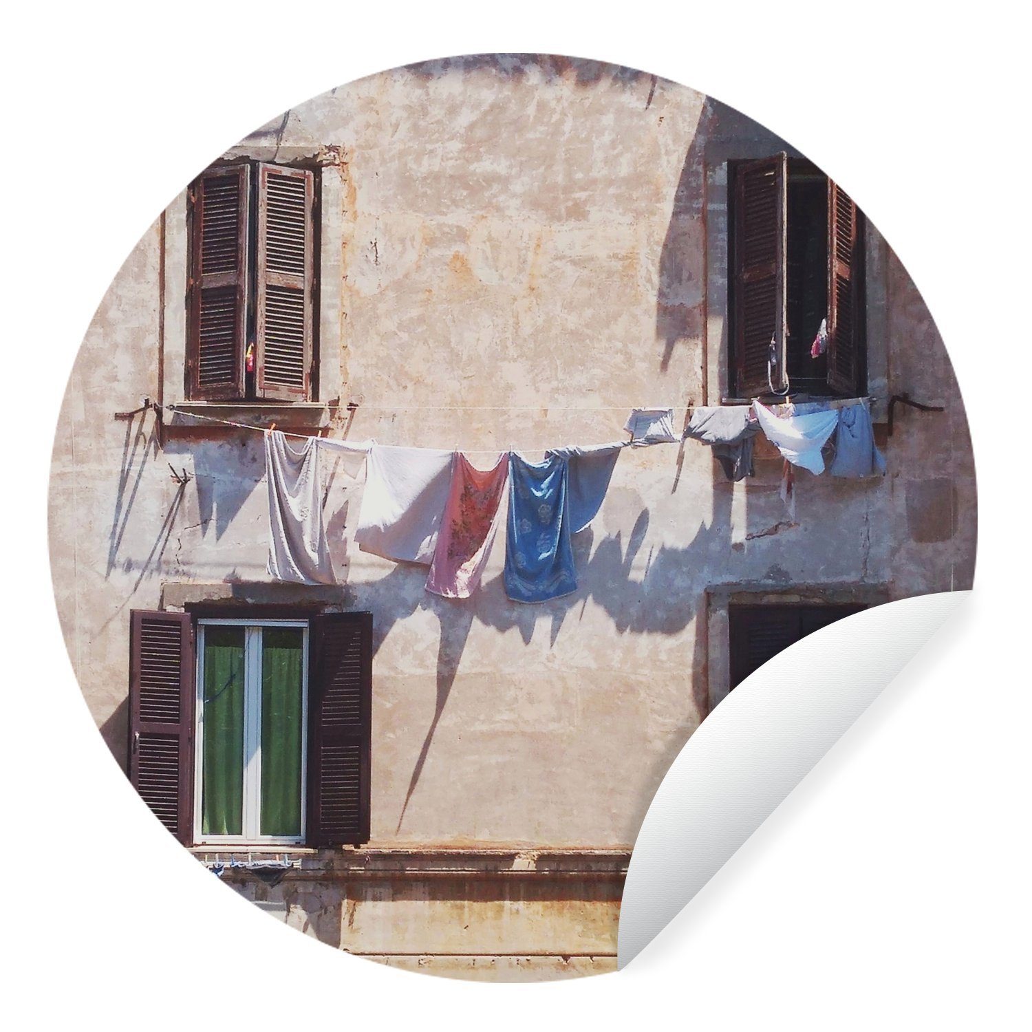 Kinderzimmer, Rund, Kleidung St), Tapetenkreis Rom, in MuchoWow Tapetenaufkleber, Italien für Wäscheleine (1 Wandsticker Wohnzimmer mit