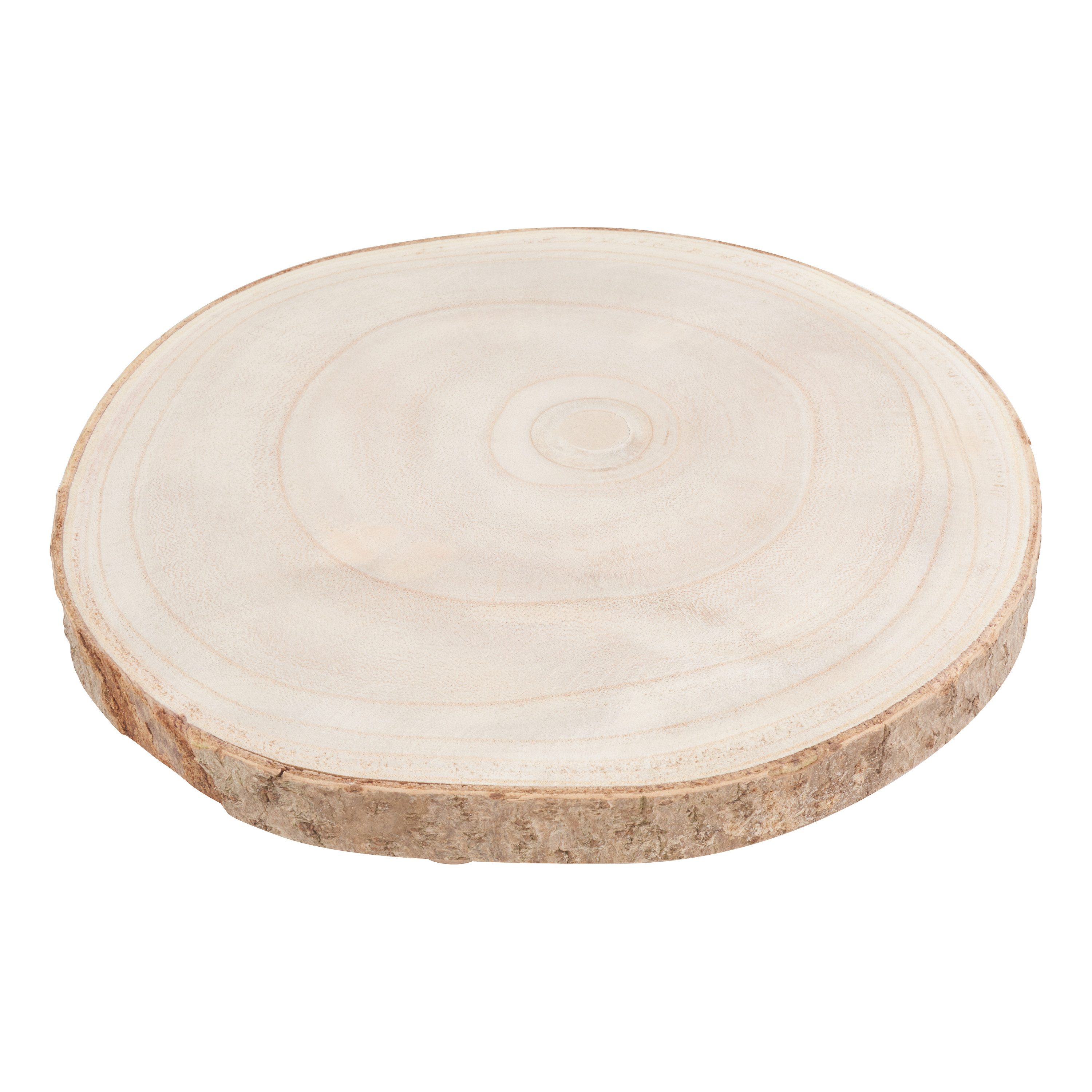 Tablett Holz Dekoplatte mit Rinde, auf Füßen, natur, Holz, 24cm