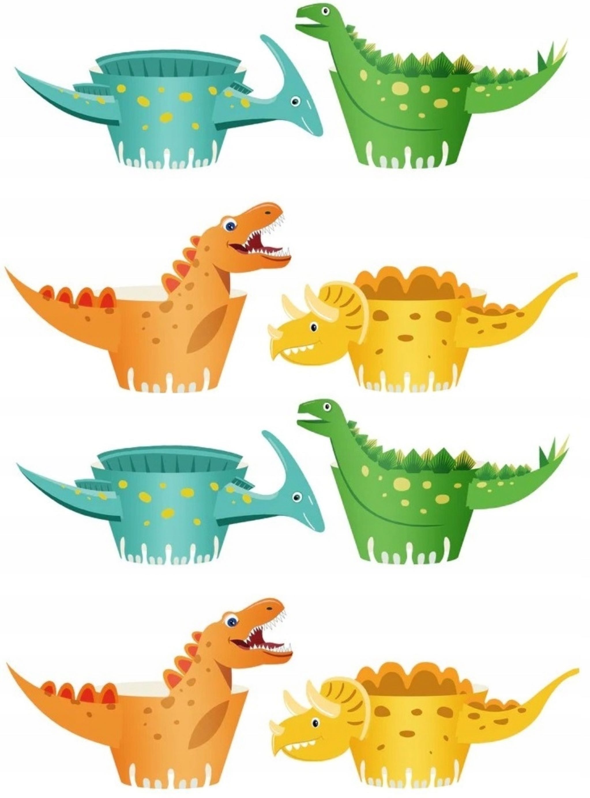 Festivalartikel Muffinform Bunte Dinosaurier-Muffinförmchen 8er-Set für Dekoration