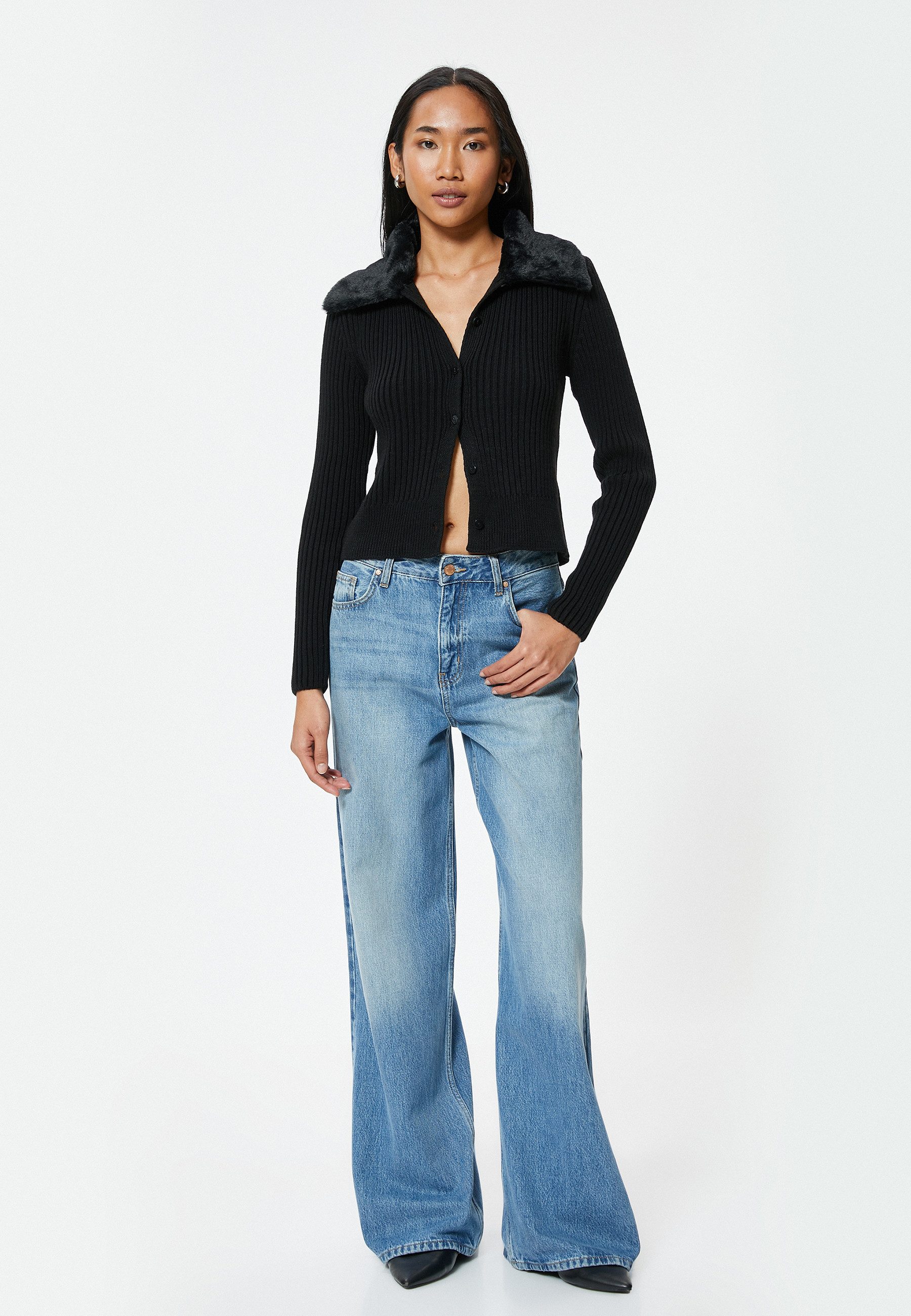 Koton Cardigan Mit Pelz Mit Knöpfen günstig online kaufen