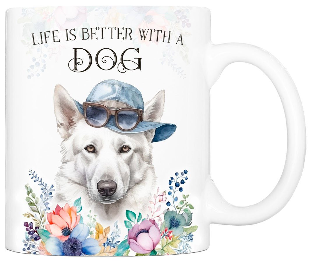 Cadouri Tasse SCHWEIZER SCHÄFERHUND - Kaffeetasse für Hundefreunde, Keramik, mit Hunderasse, beidseitig bedruckt, handgefertigt, Geschenk, 330 ml