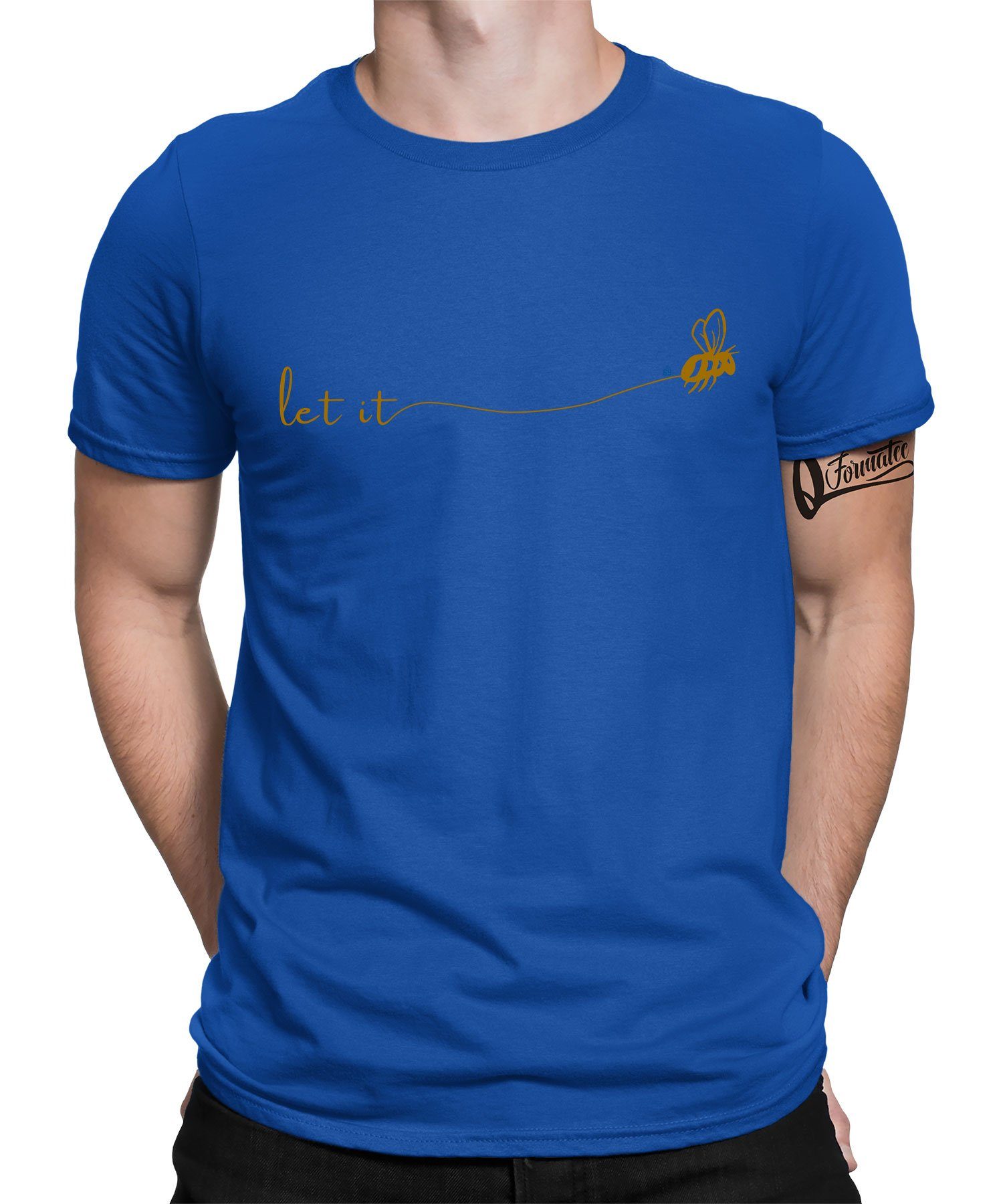 Quattro Kurzarmshirt - Blau (1-tlg) Imkerei Let T-Shirt Formatee Biene Bee Imker Honig it Herren