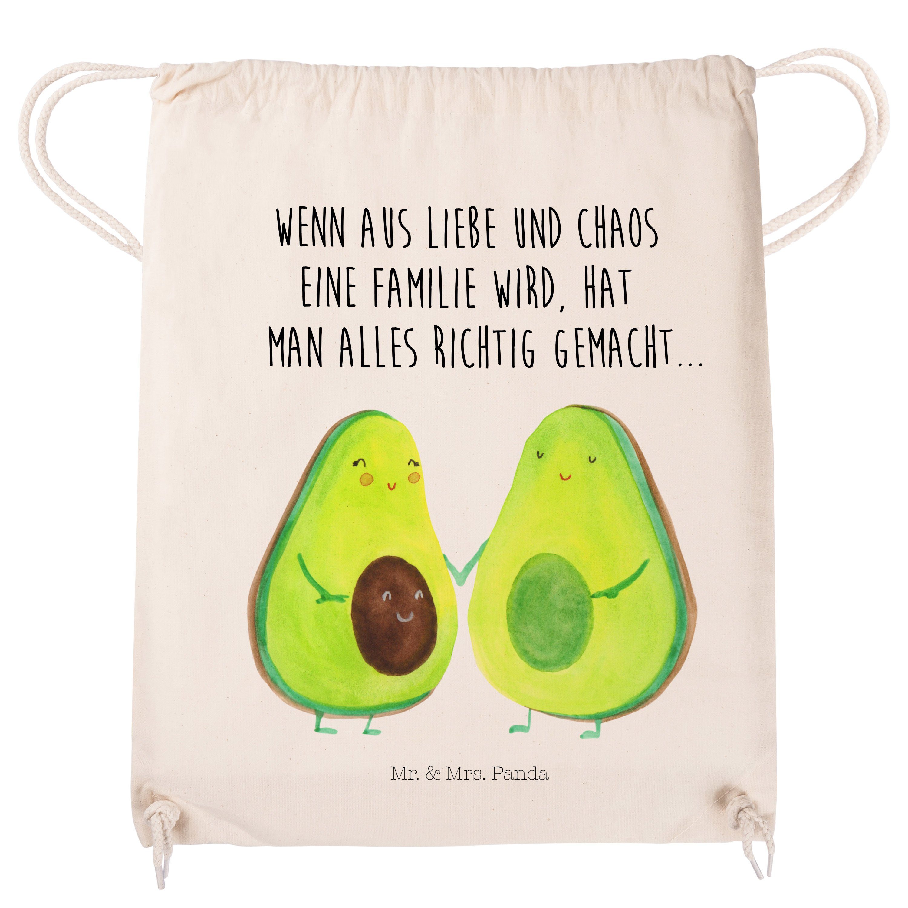 Pärchen - Transparent Sporttasche Avocado Veggie, Mr. - (1-tlg) Geschenk, Kinder, Panda Mrs. & Sportbeutel