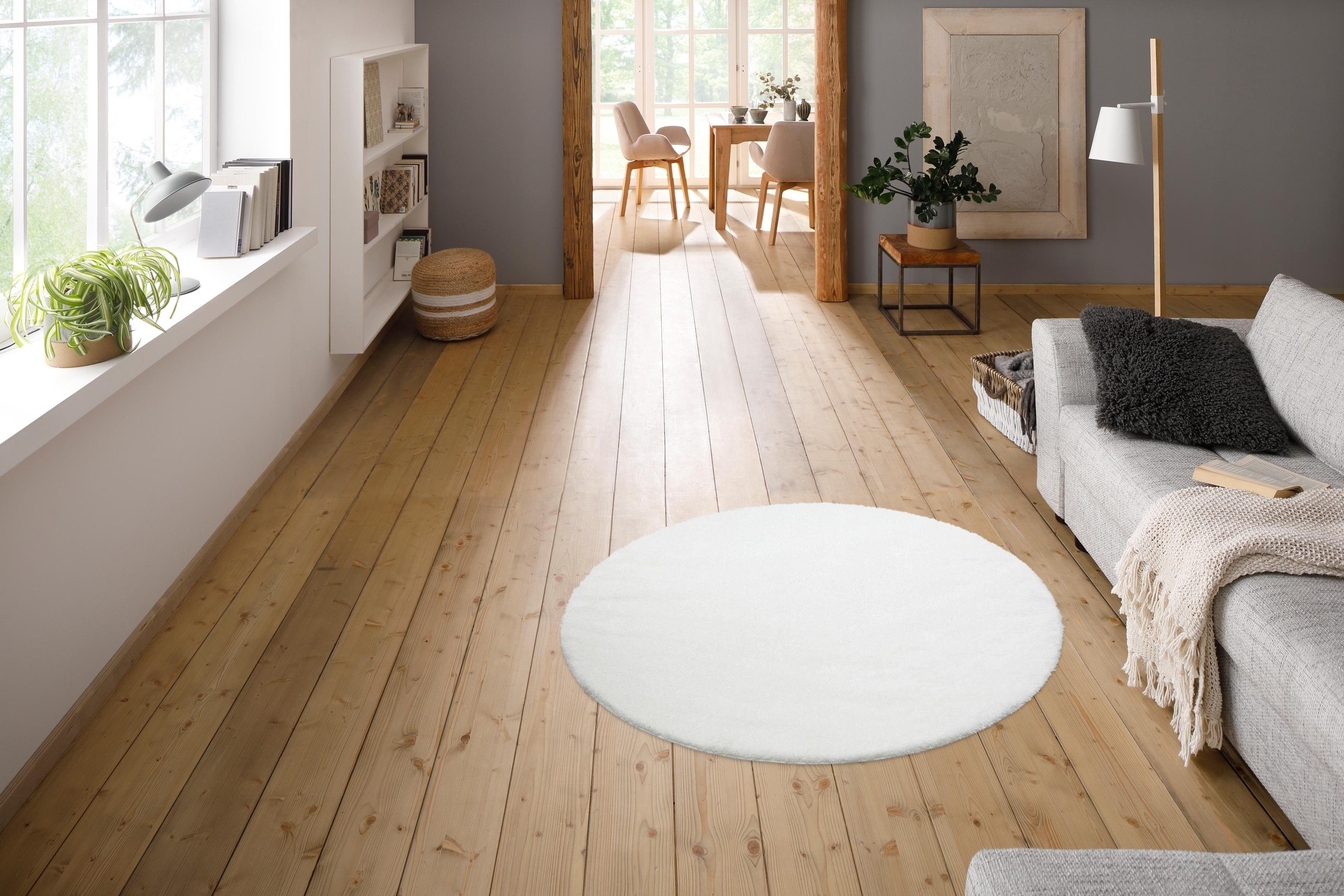 my home Hochflor-Teppich Malin, rund, Höhe: 43 mm, Uni-Farben, leicht glänz günstig online kaufen