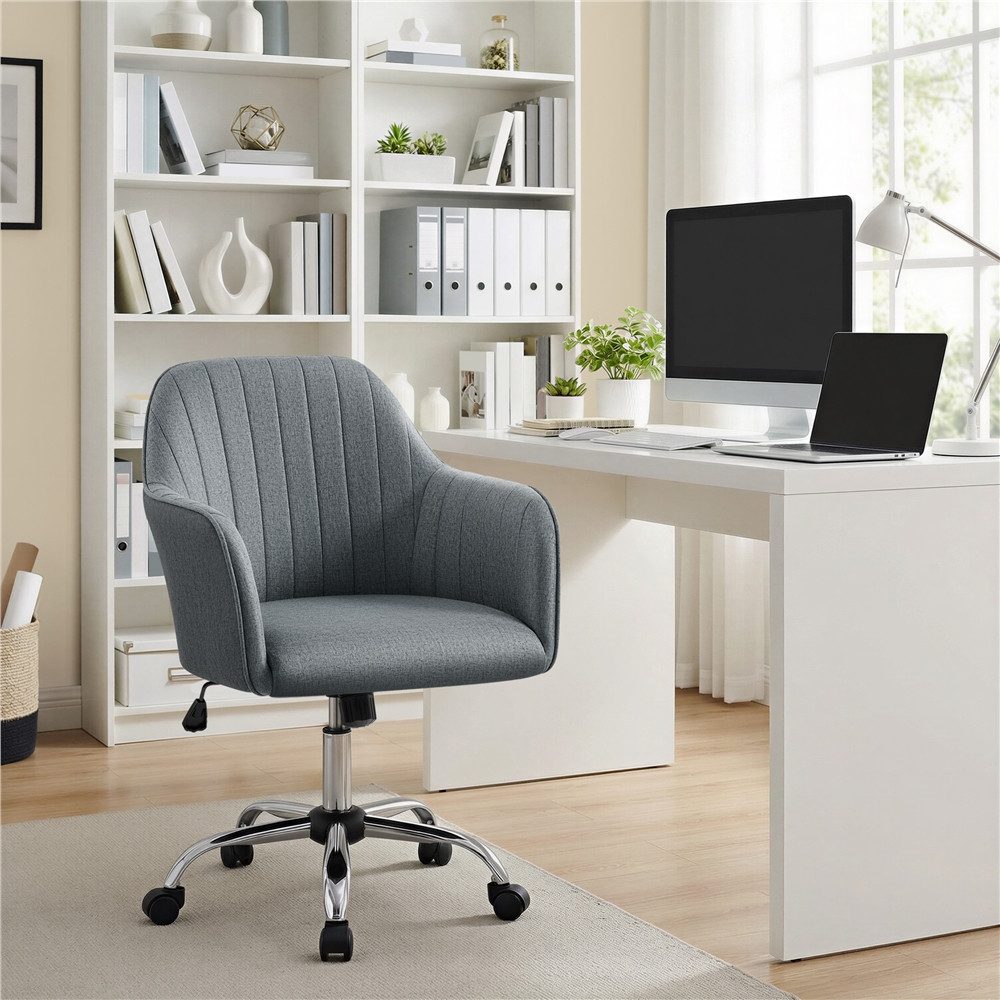 Yaheetech Drehstuhl Bürostuhl auf 5 Rollen Höhenverstellbar & Drehbar, Polsterstuhl ergonomischer Schreibtischstuhl mit Wippfunktion