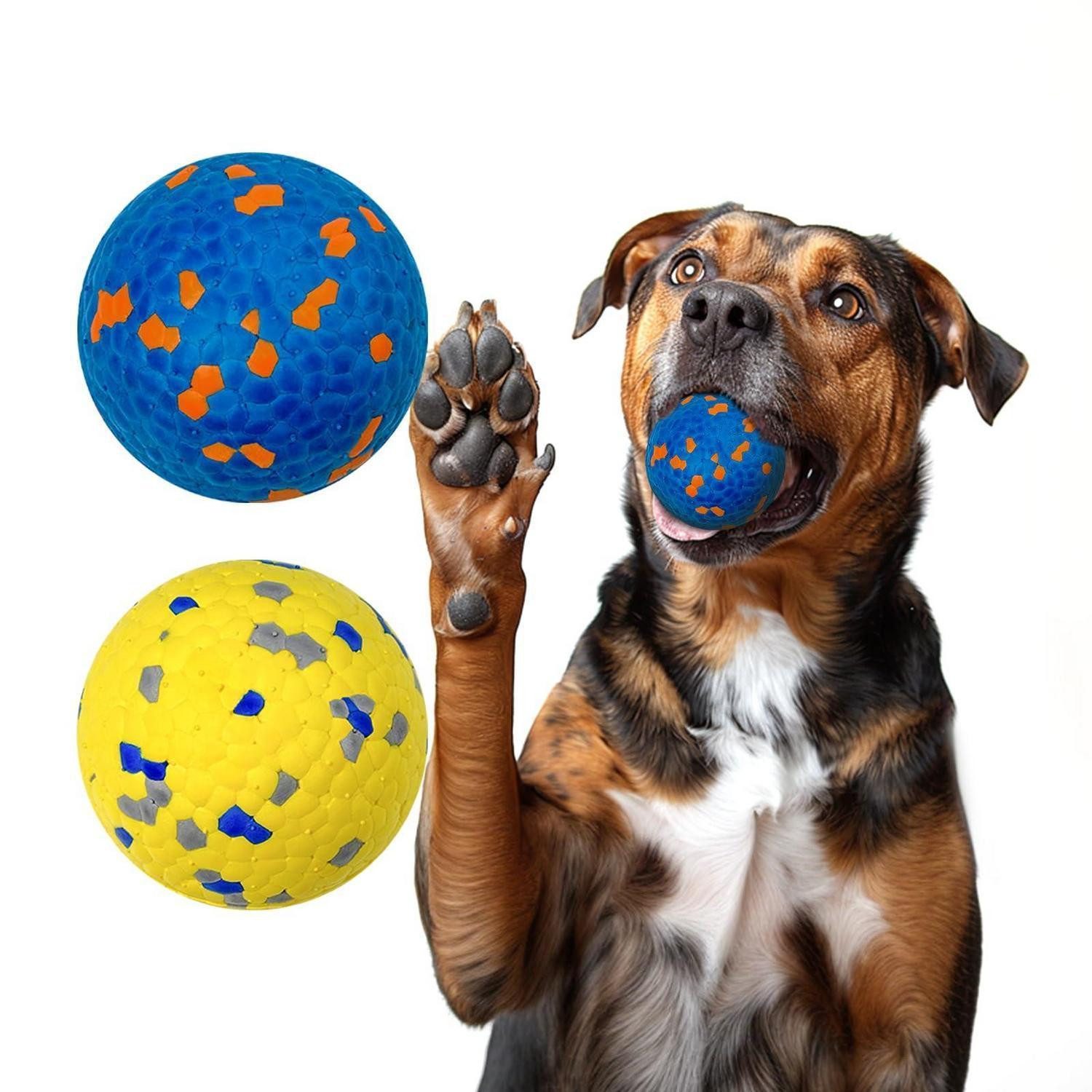 LuxusKollektion Stoffball Hundespielzeug Ball unzerstörbar gelb/blau 7cm (2-St)