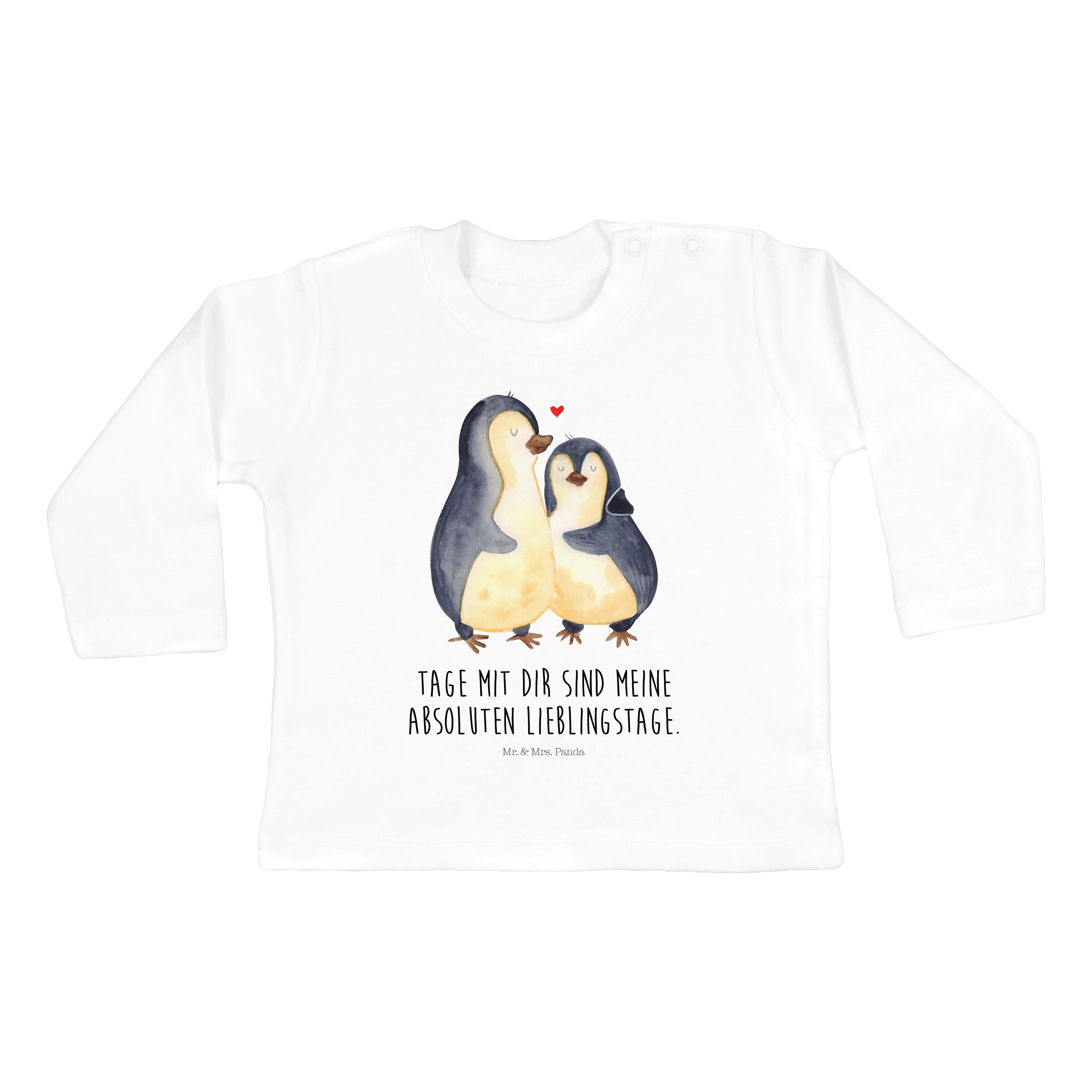 & Paar, - umarmend Panda Umarmung, Mrs. (1-tlg) Pinguin Geschenk, Mr. Weiß Verlobung, - Strampler Liebe,
