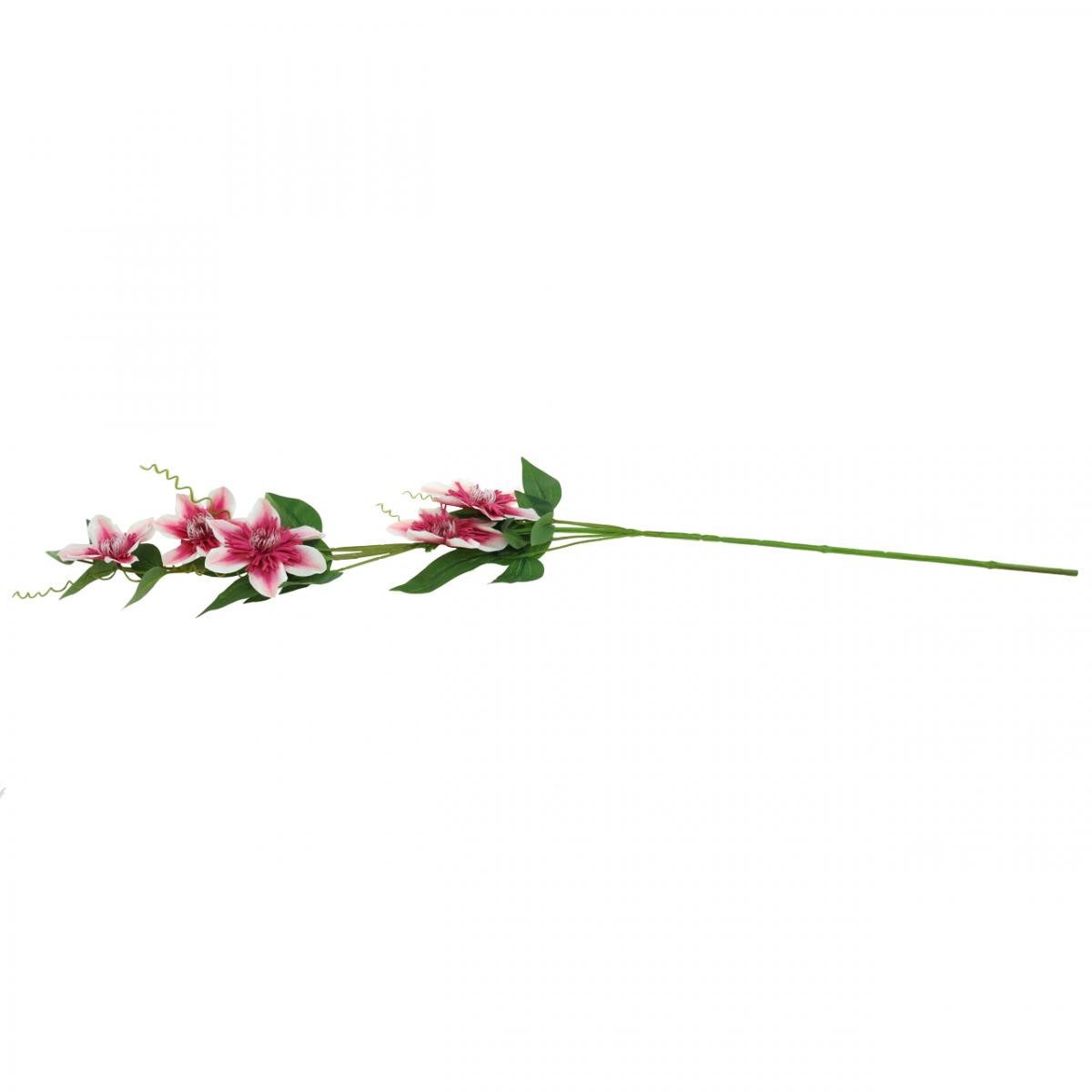 Kunstblume Clematiszweig Kunstblume Deko-Zweig Pink Weiß 5 Blüten L84cm, Florists Products, Höhe 8 cm