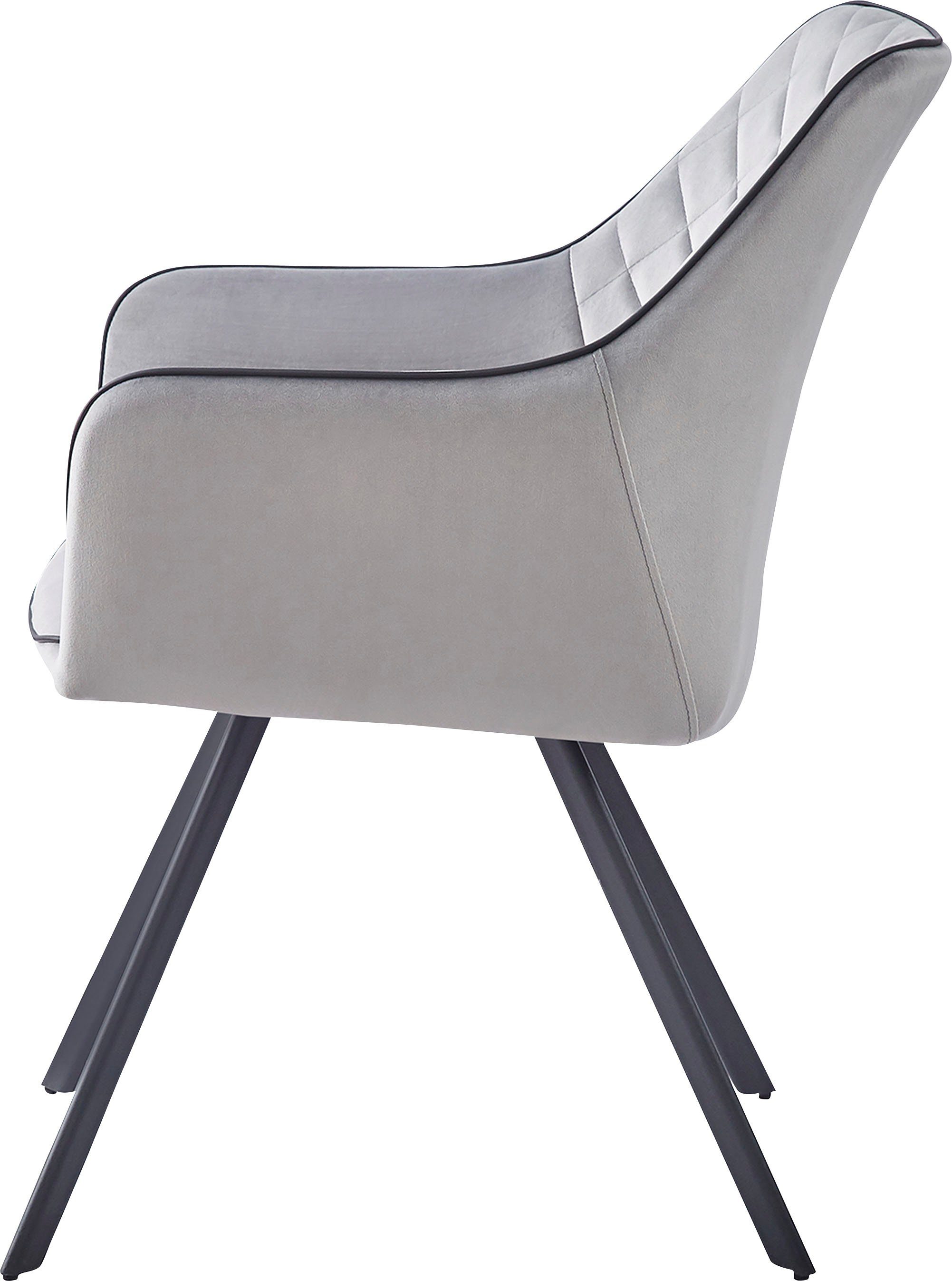 Polsterstuhl Stuhl Amber Samt Grau St), 125 (1 | aus Grau Kayoom