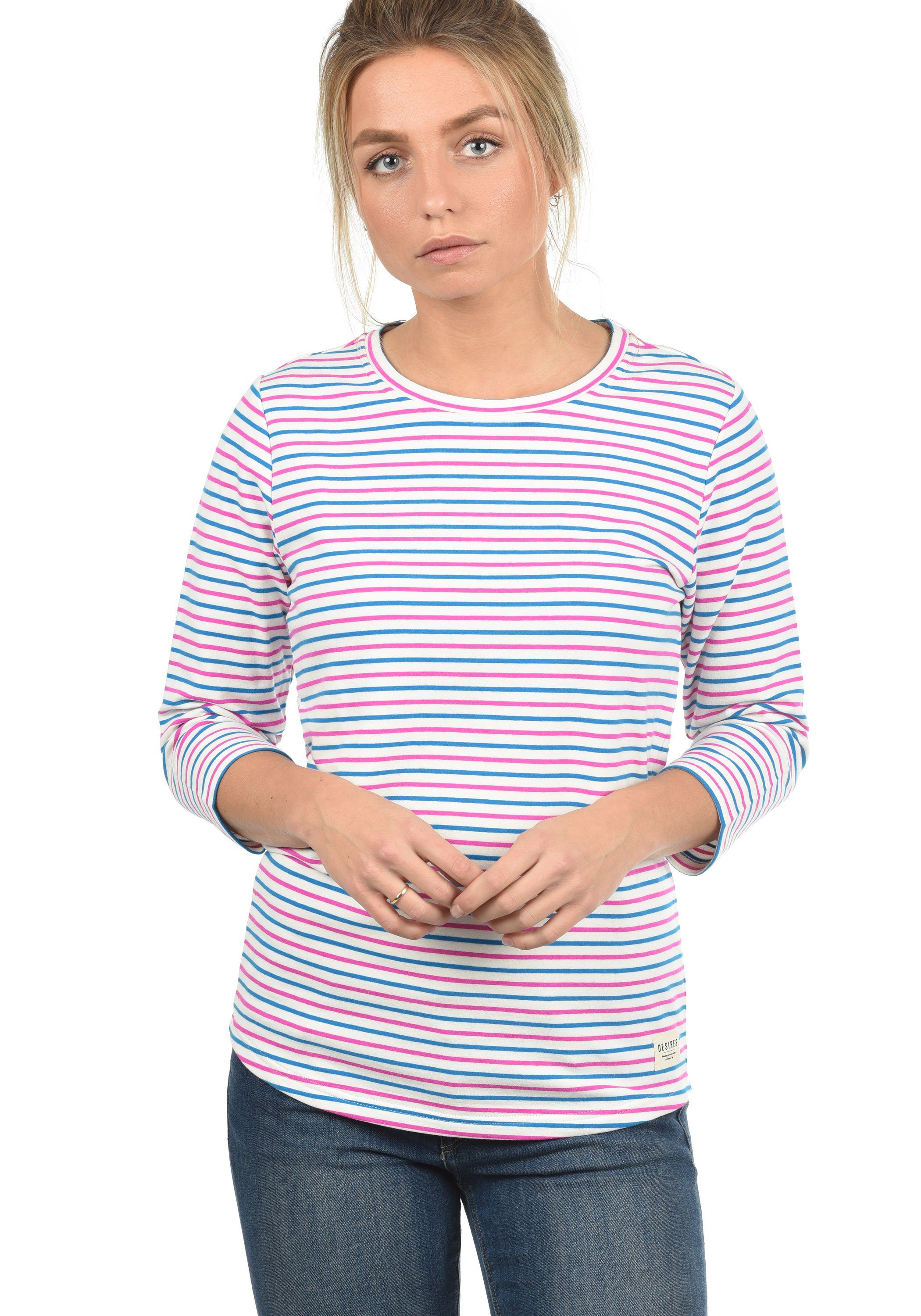 DESIRES 3/4-Arm-Shirt Helene gestreiftes Sweatshirt Brilliant (2283)