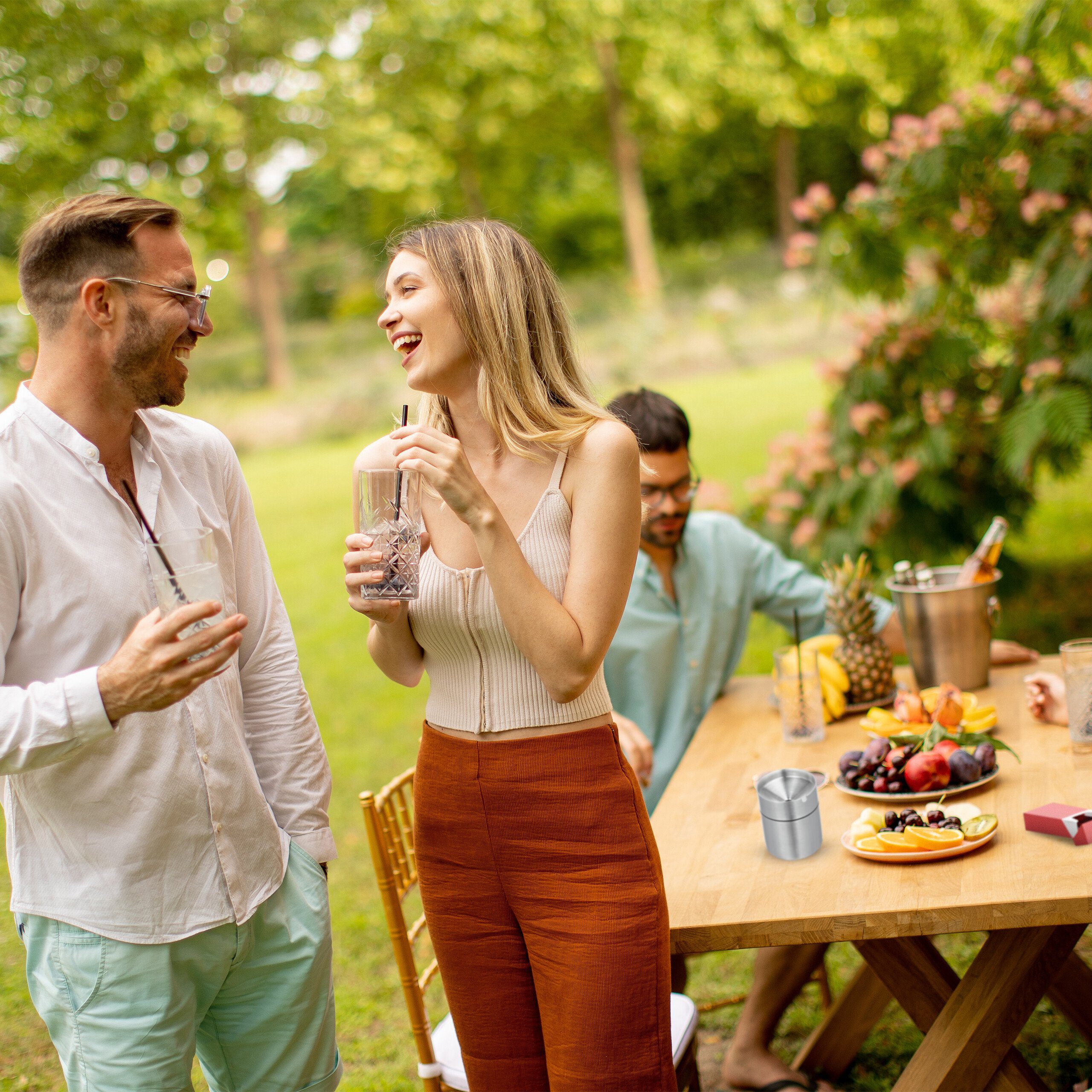 relaxdays Aschenbecher 3x Aschenbecher mit Deckel
