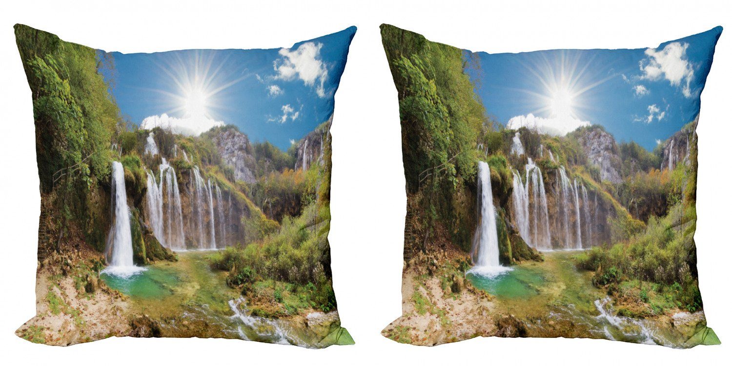 Kissenbezüge Modern Accent Doppelseitiger Digitaldruck, Abakuhaus (2 Stück), Kroatien Herrliche Wasserfälle Tag