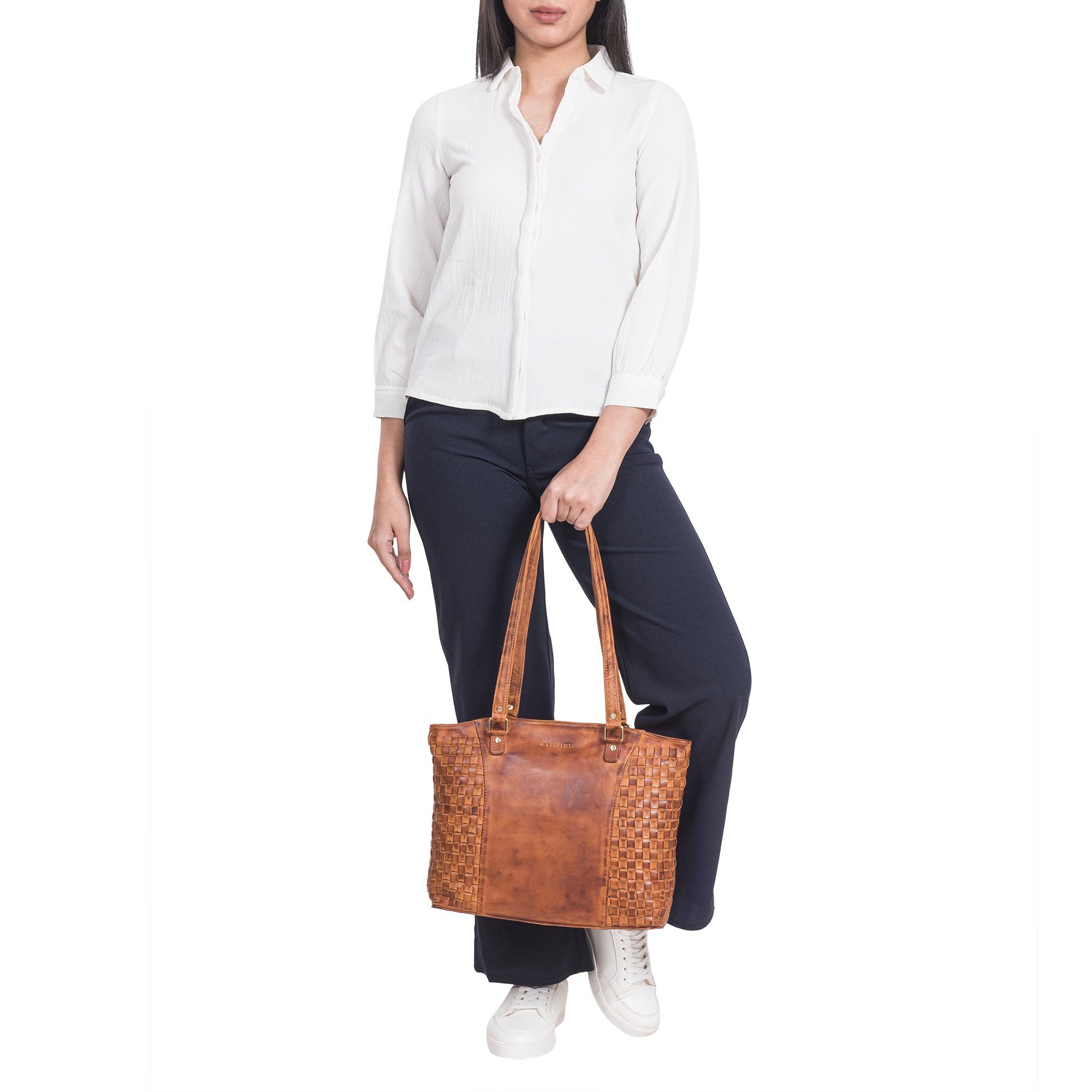 STILORD Handtasche "Cora" Handtasche Damen im Boho-Look Leder geflochten
