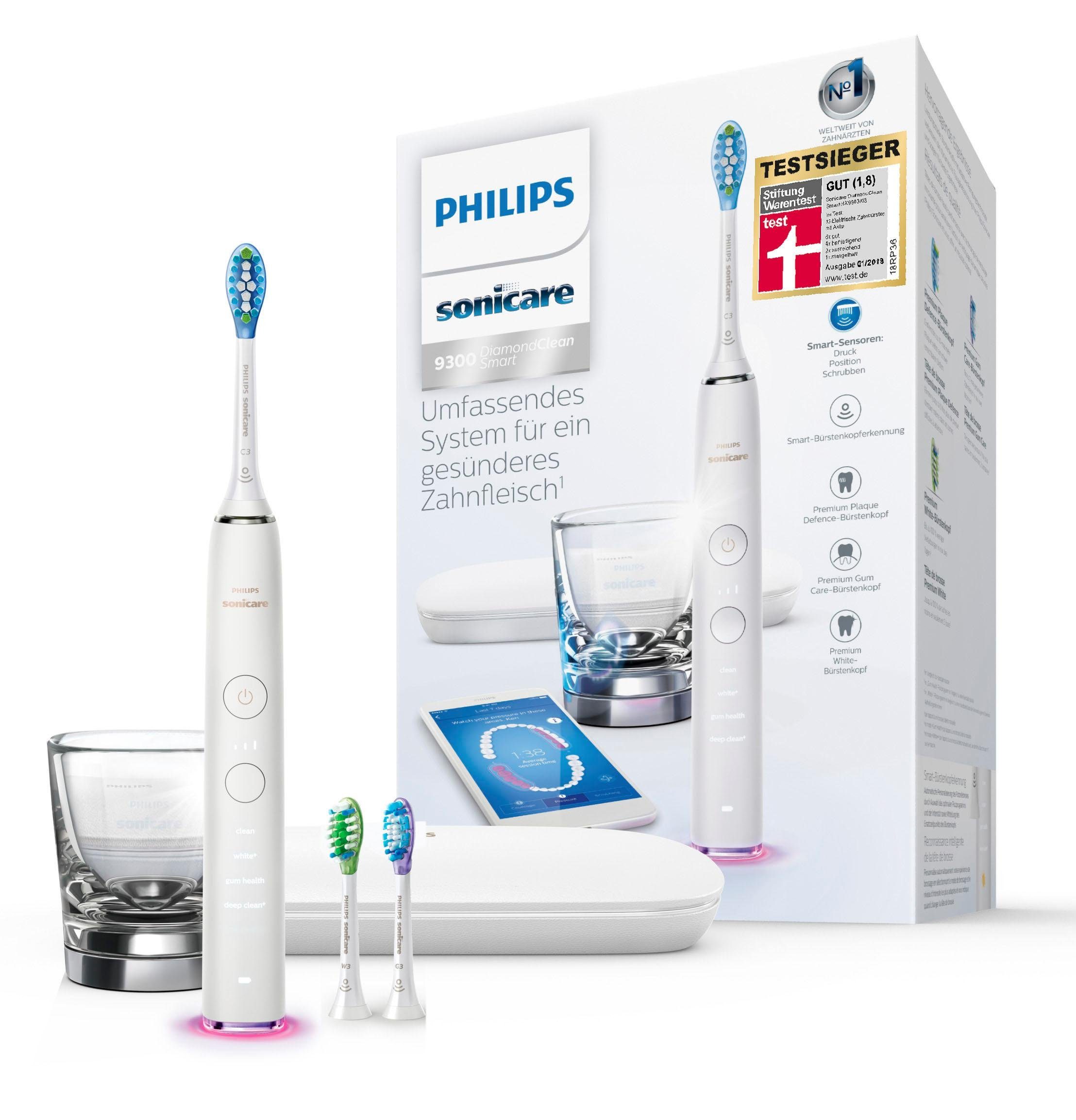 Philips Sonicare Elektrische Zahnbürste HX9903/03, Aufsteckbürsten: 3 St.,  DiamondClean Smart Schallzahnbürste, mit Ladeglas und Reiseetui online  kaufen | OTTO