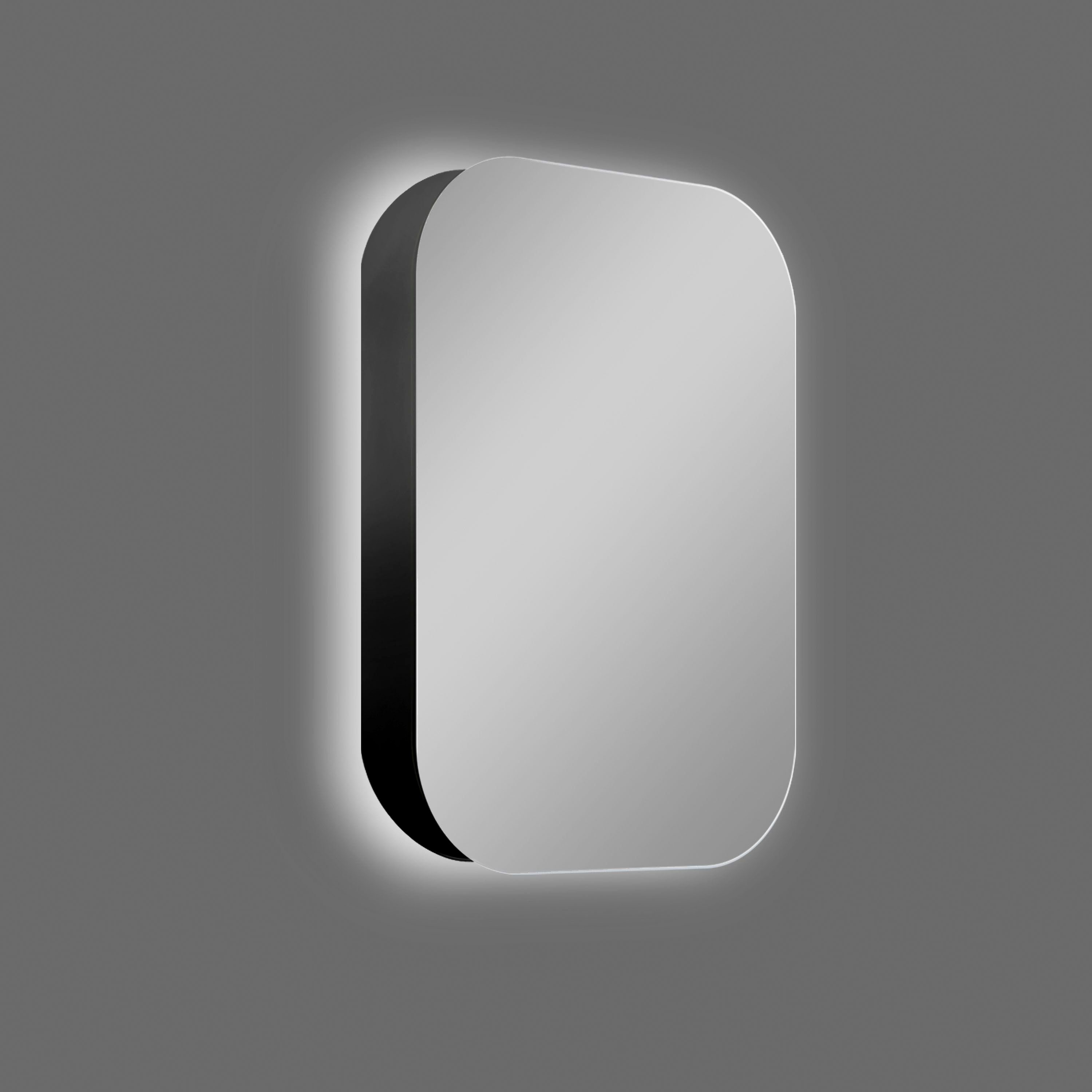 aus Alumunium 40x60 oval, Talos und Echtglas, cm, IP24 BxH: Badezimmerspiegelschrank