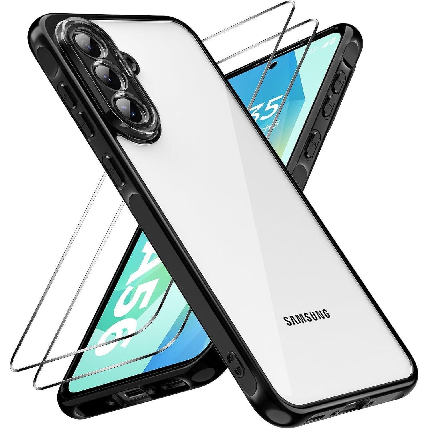 LuxusKollektion Handyhülle Handyhülle A56 5G Stoßfest Samsung Galaxy A56 Durchsichtig+Schwarz