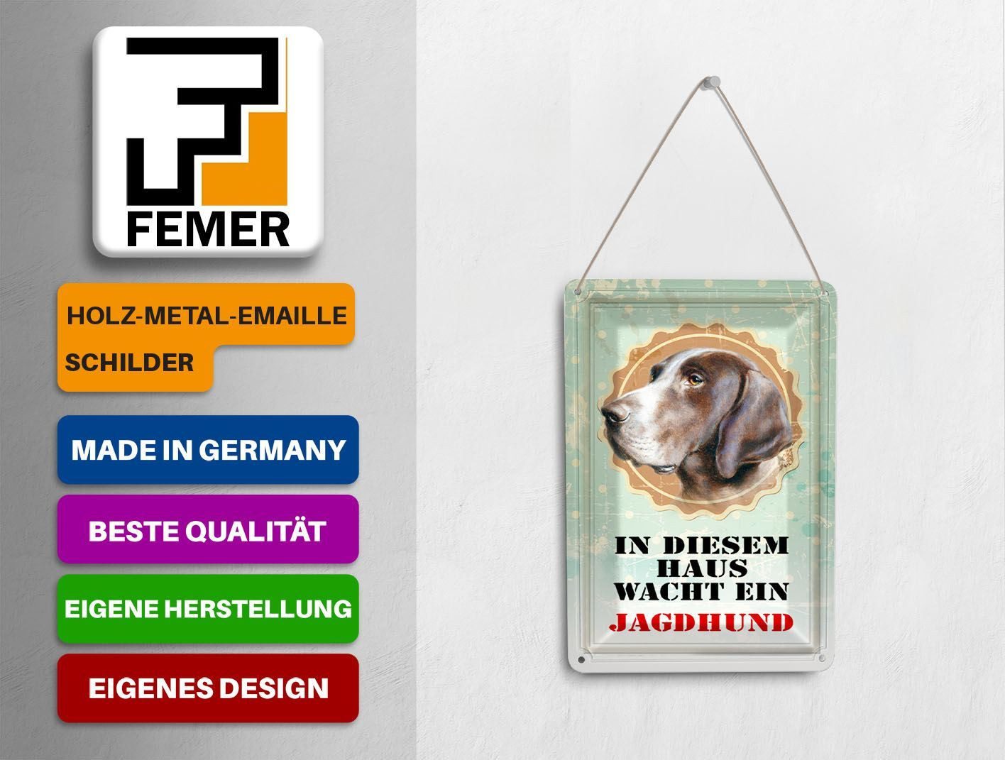 Femer GmbH Postkarte Hund 10x14 cm in diesem Haus wacht ein Jagdhund, unfrankiert