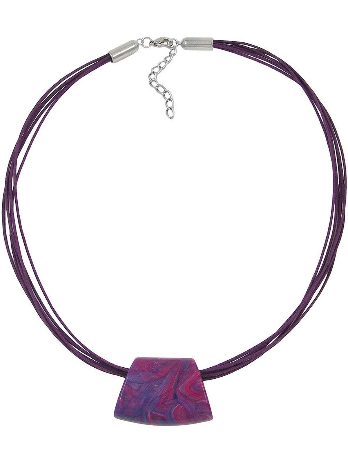 Gallay Perlenkette Kunststoffperle Trapez lila-pink-blau glänzend Kordel dunkellila 45cm (1-tlg) | Perlenketten