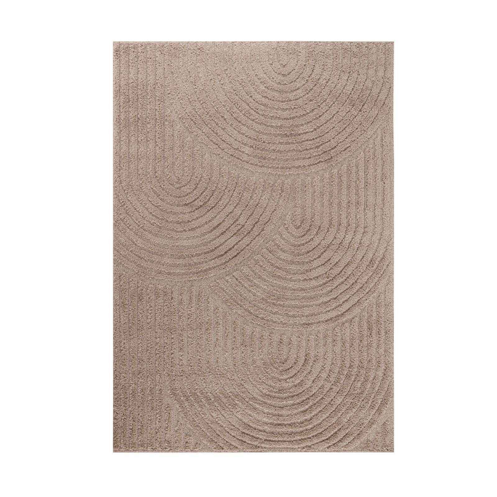 uni, moderner Wohnzimmer Designerteppich scandi TaraCarpet, 080x150 beige BOHO Schlafzimmer Tokio cm rechteckig, Höhe: Flur hoch-tief 20 mm, Struktur Wellen Designteppich