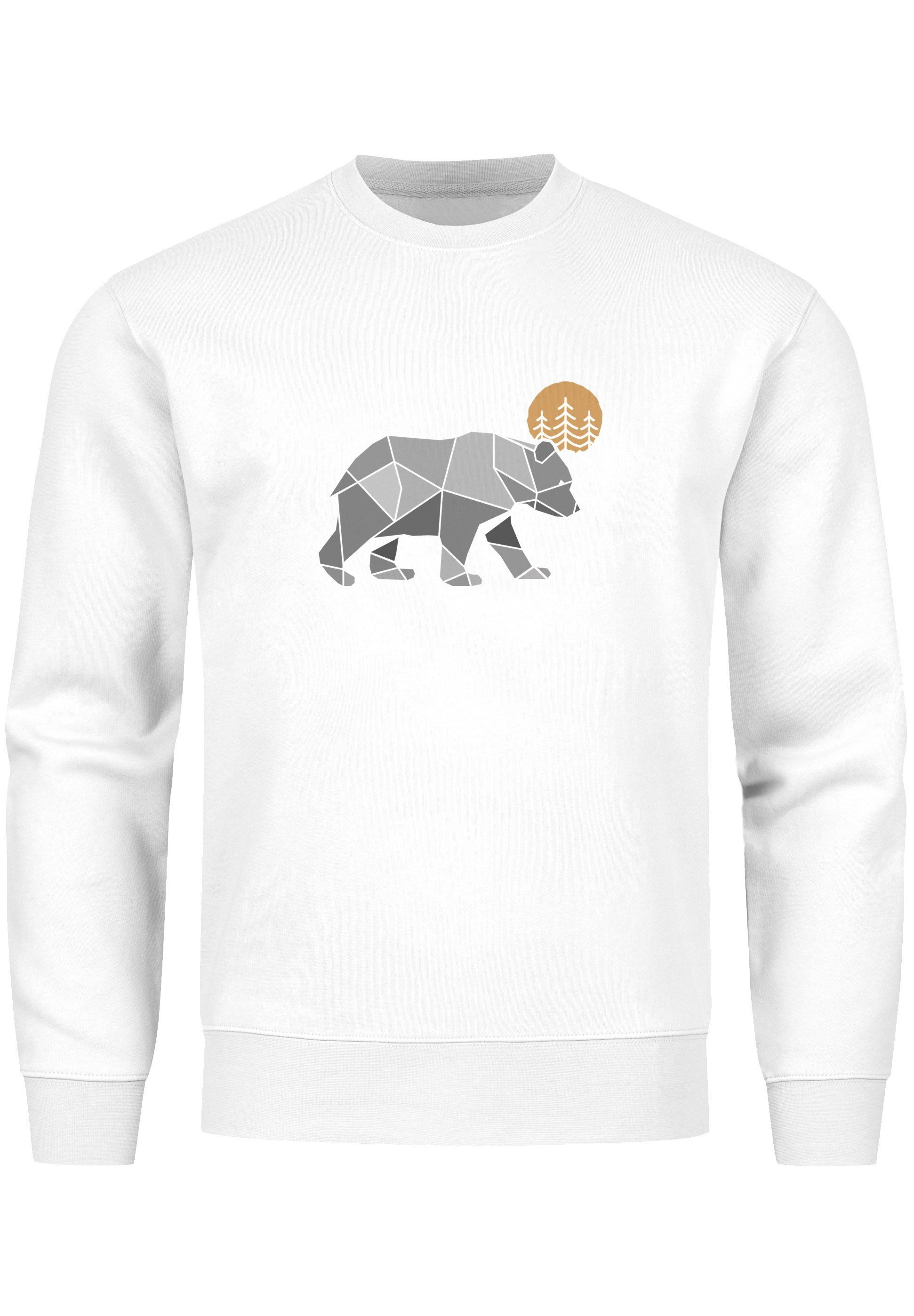 Sweatshirt Neverless® Sweatshirt Polygon Bär Mond Outdoor Wandern Natur Print